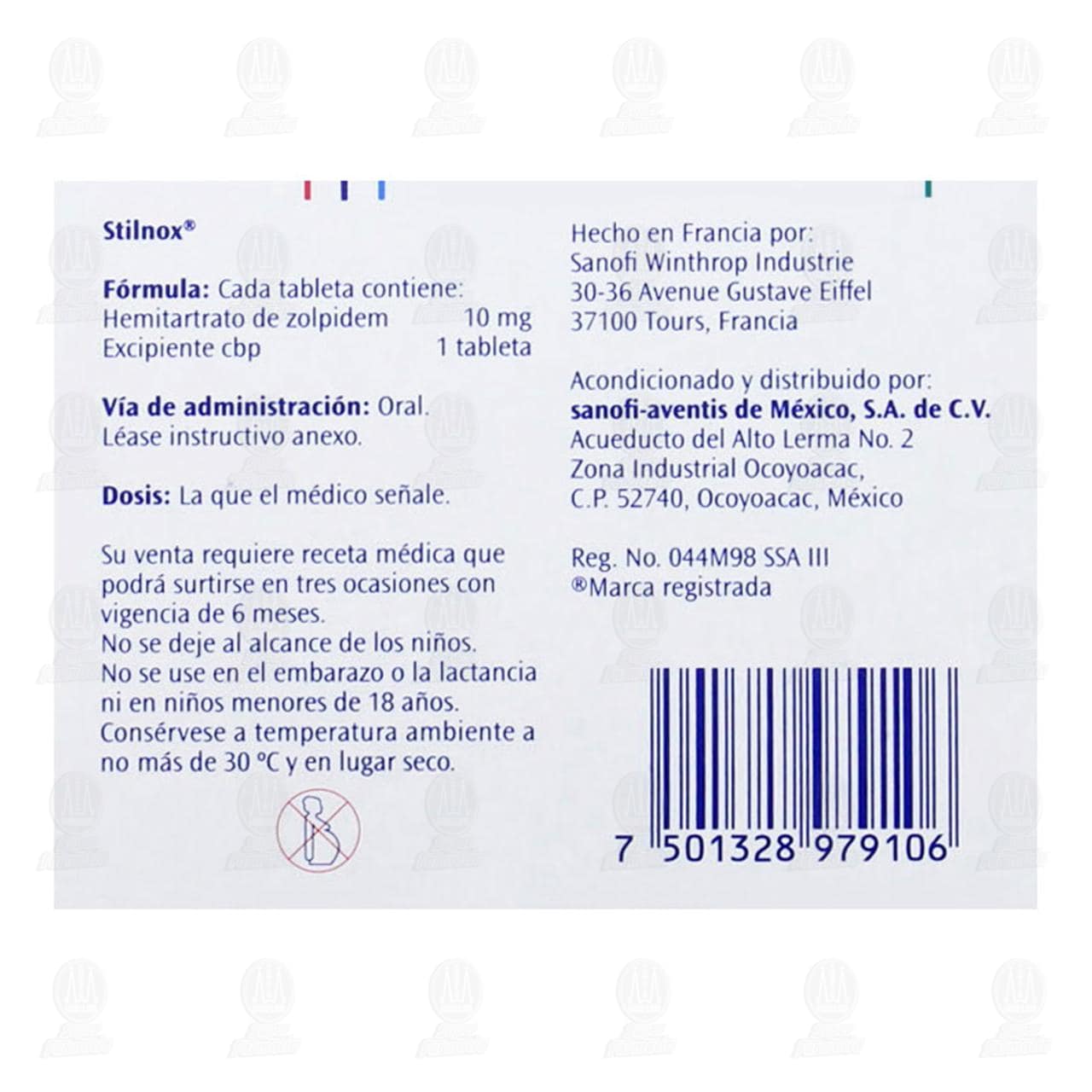 Stilnox 10 mg, 30 Tabletas. image number 2