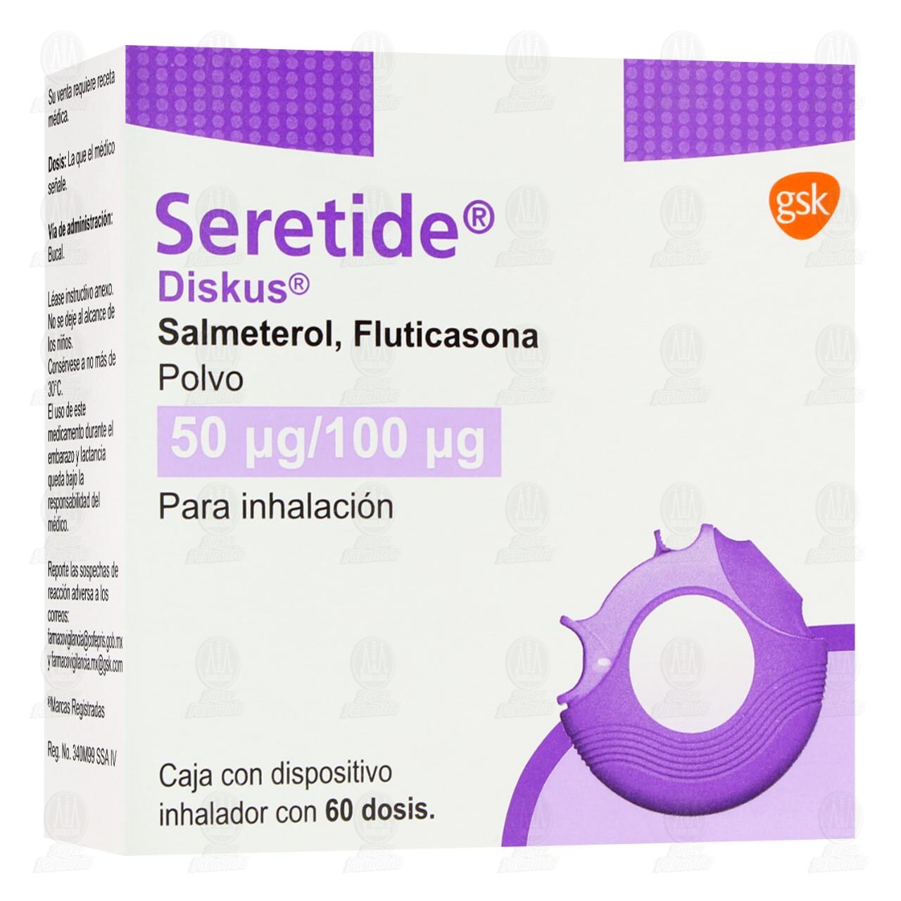 Seretide Diskus Polvo 50mcg/100mcg, 60 Dosis.