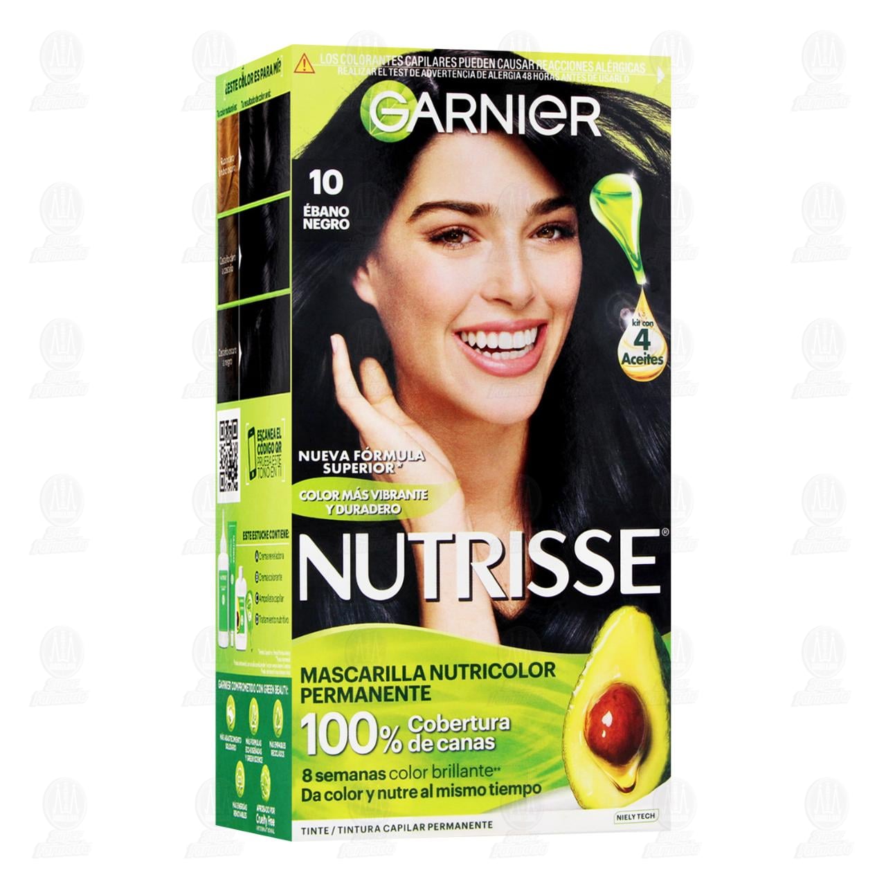 Tinte Garnier Nutrisse Color &Eacute;bano Negro (10), 1 pz.