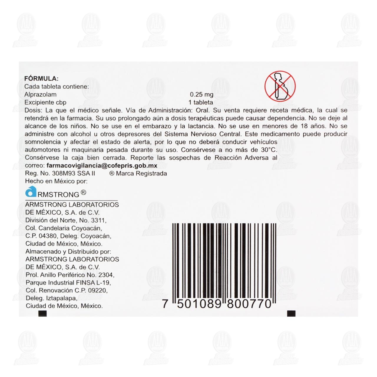 Neupax 0.25 mg, 30 Tabletas. image number 2