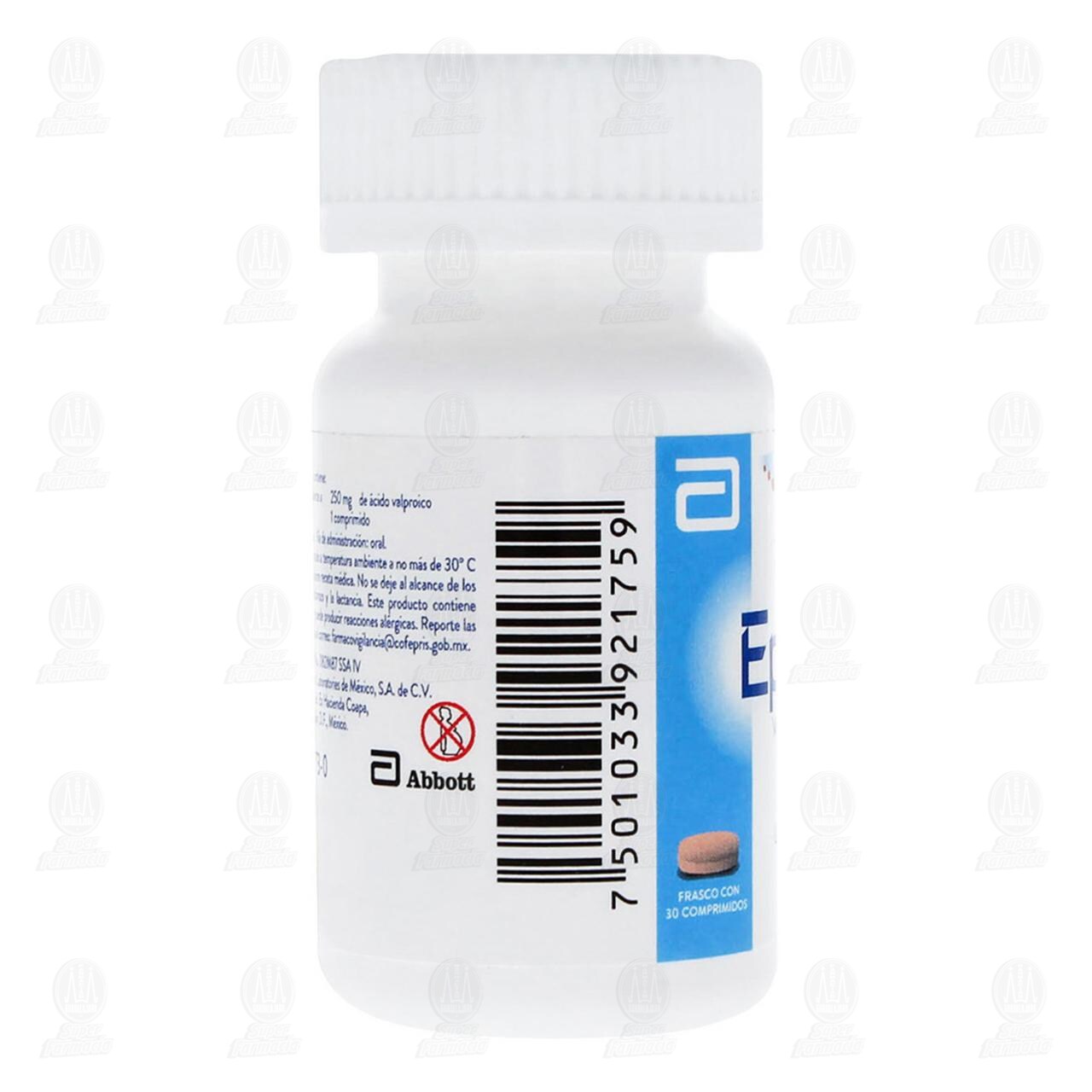 Epival 250 mg, 30 Comprimidos. image number 3