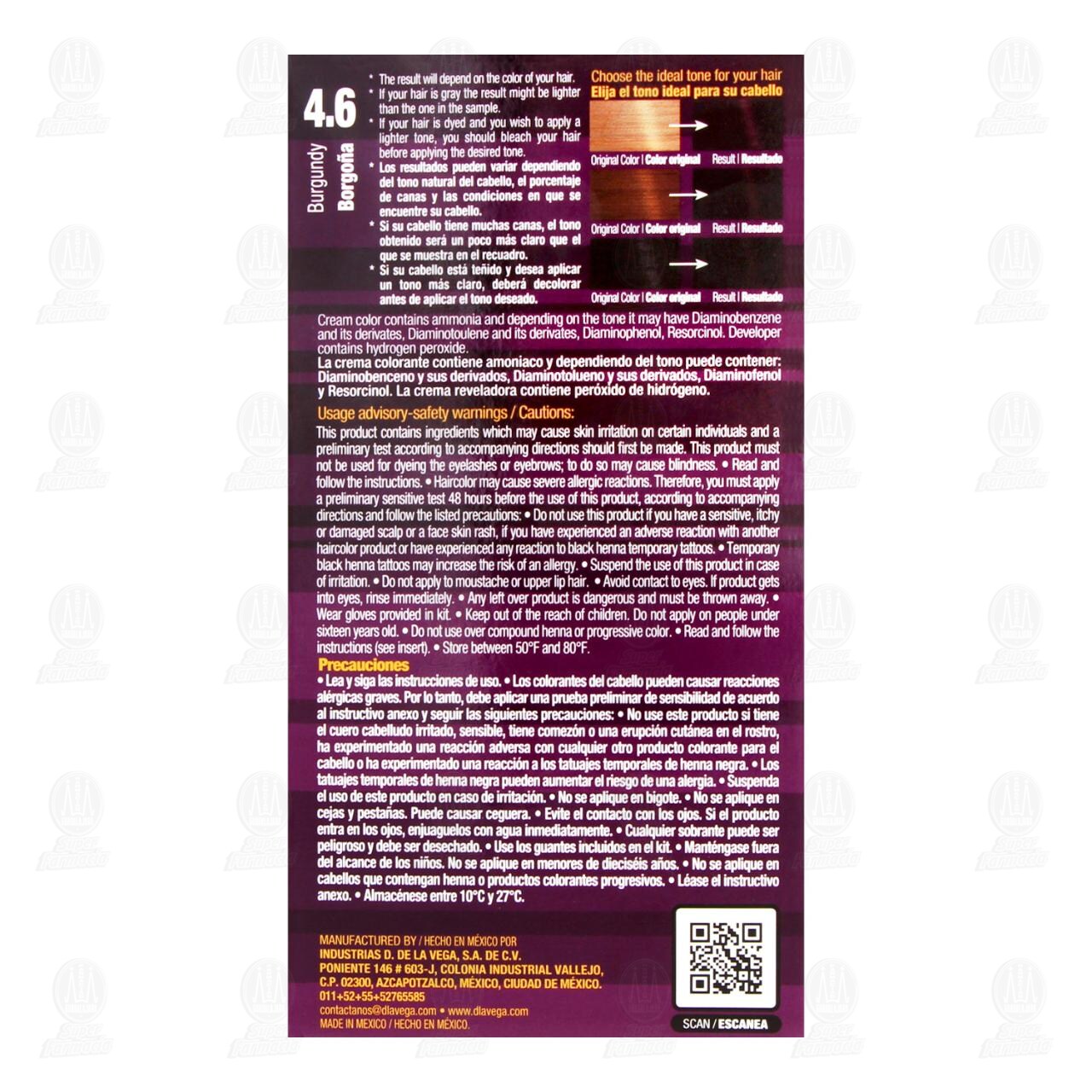 Tinte D de la Vega Color Borgo&ntilde;a 4.6, 1 pz. image number 2