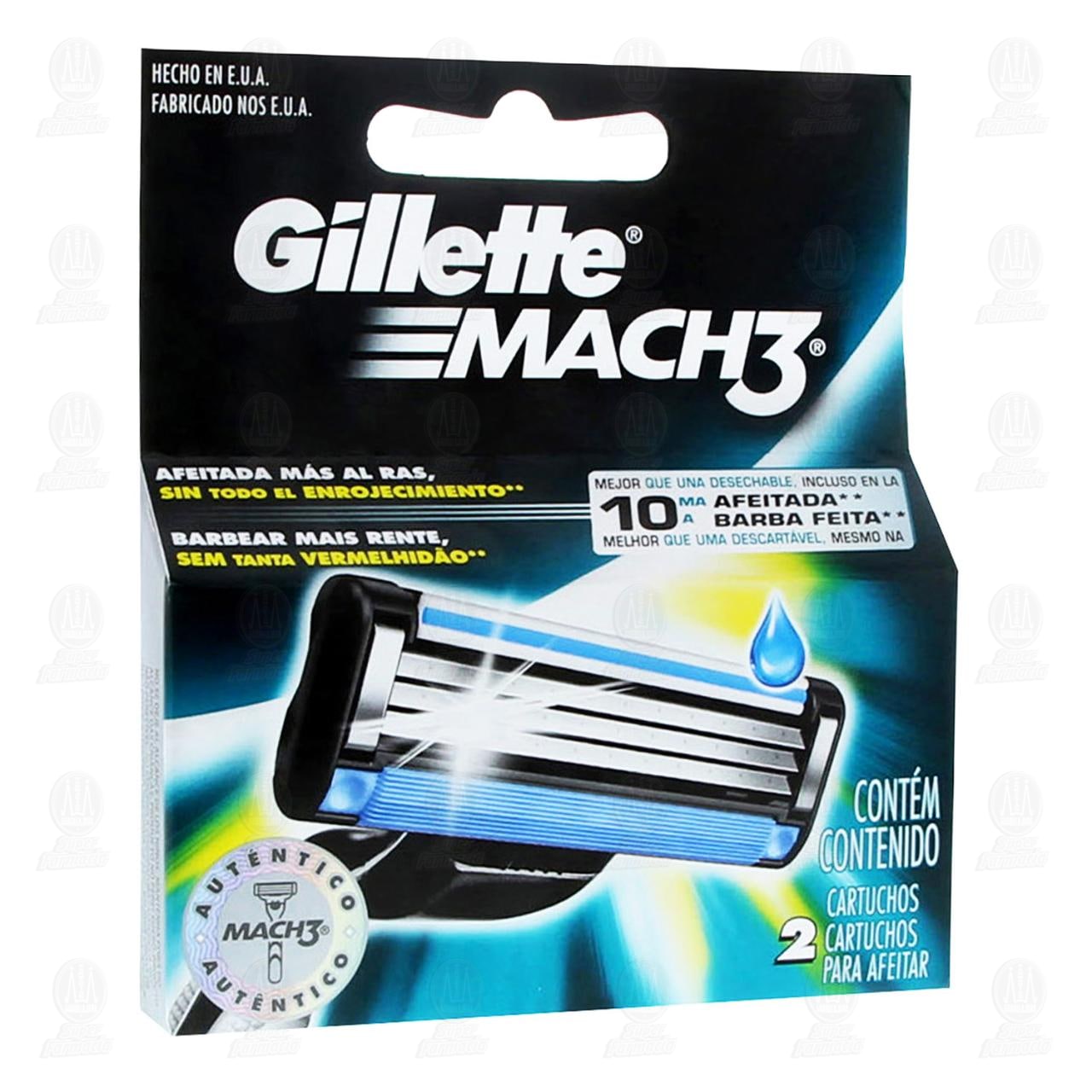 Cartuchos para Afeitar Gillette Mach3, 2 pzas.