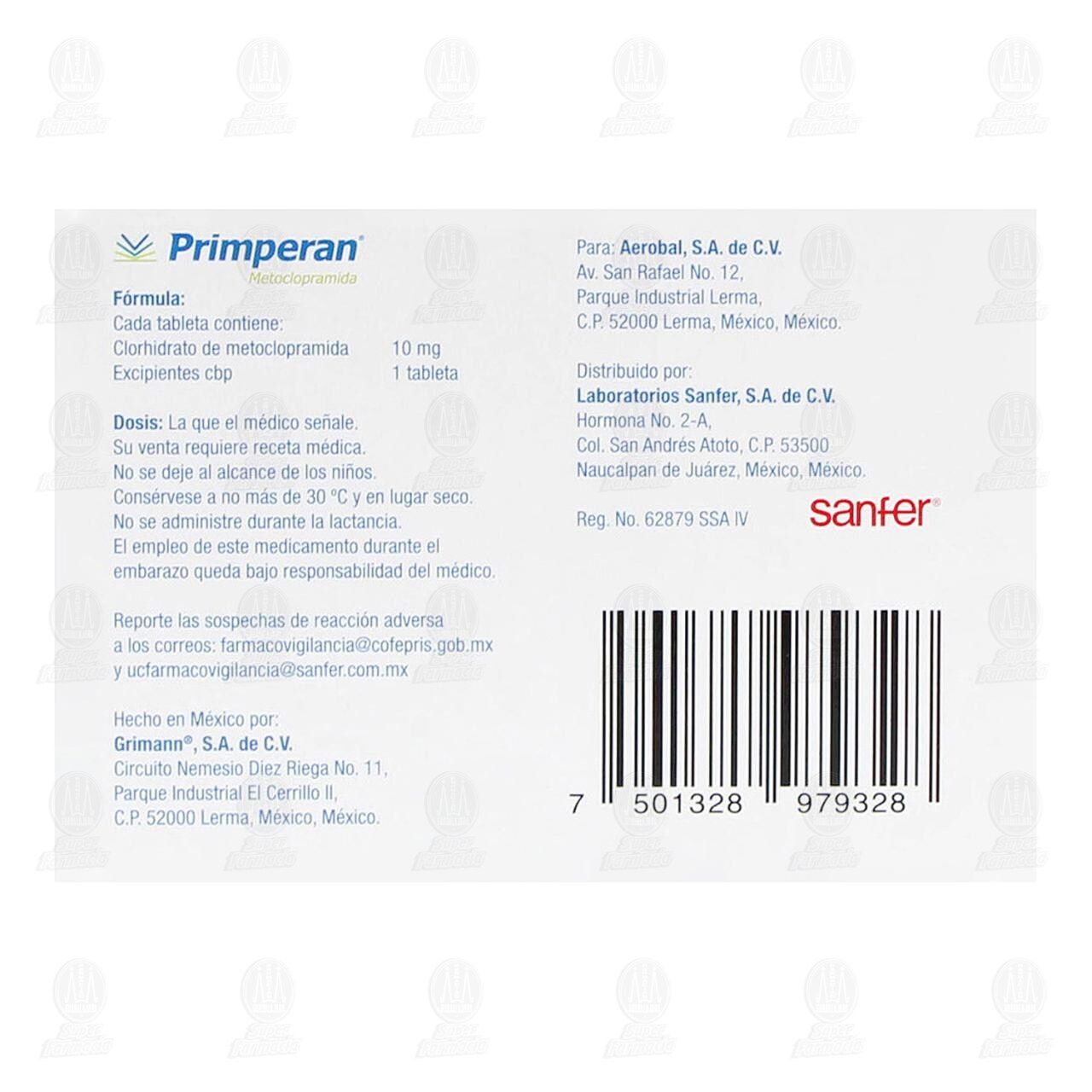 Primperan 10 mg, 20 Tabletas. image number 2