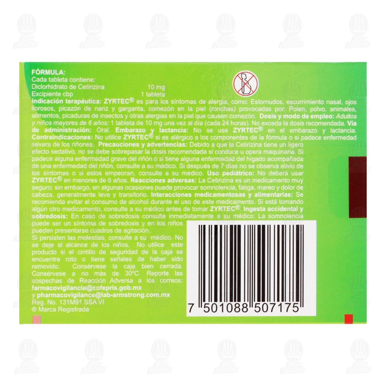 Zyrtec 10 mg, 20 Tabletas. image number 2