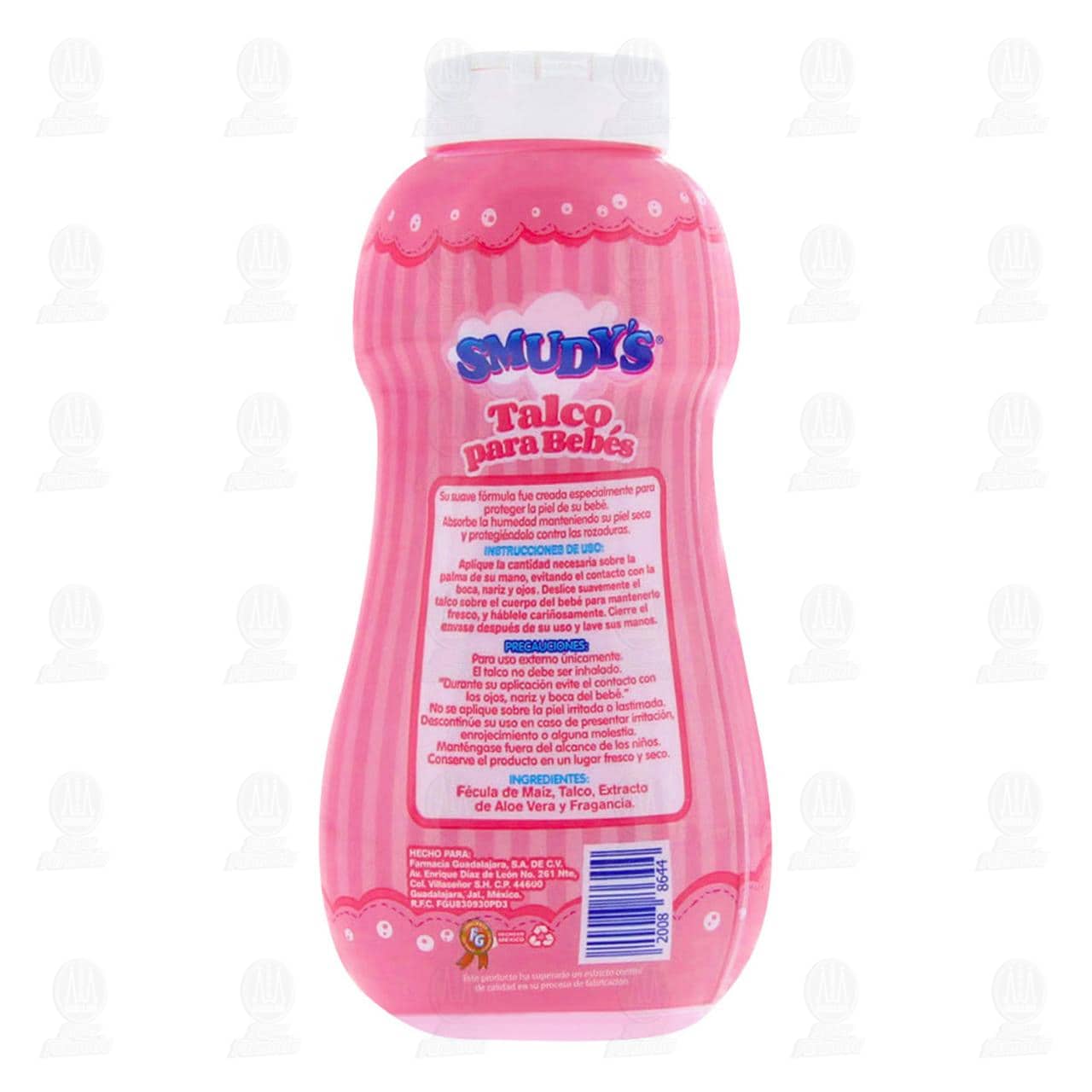 Talco para Bebé Smudy's Rosa con Aloe Vera, 200 gr. Talco para Bebé Smudy's Rosa con Aloe Vera, 200 gr.