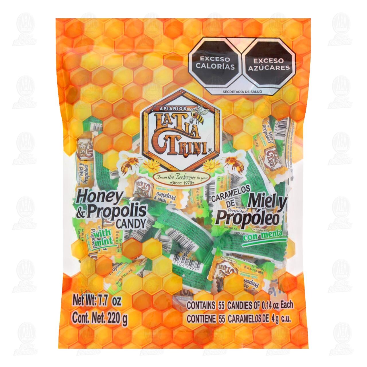 La Tía Trini Caramelo de Miel y Propóleo con Menta, 55 pzas. image number 0