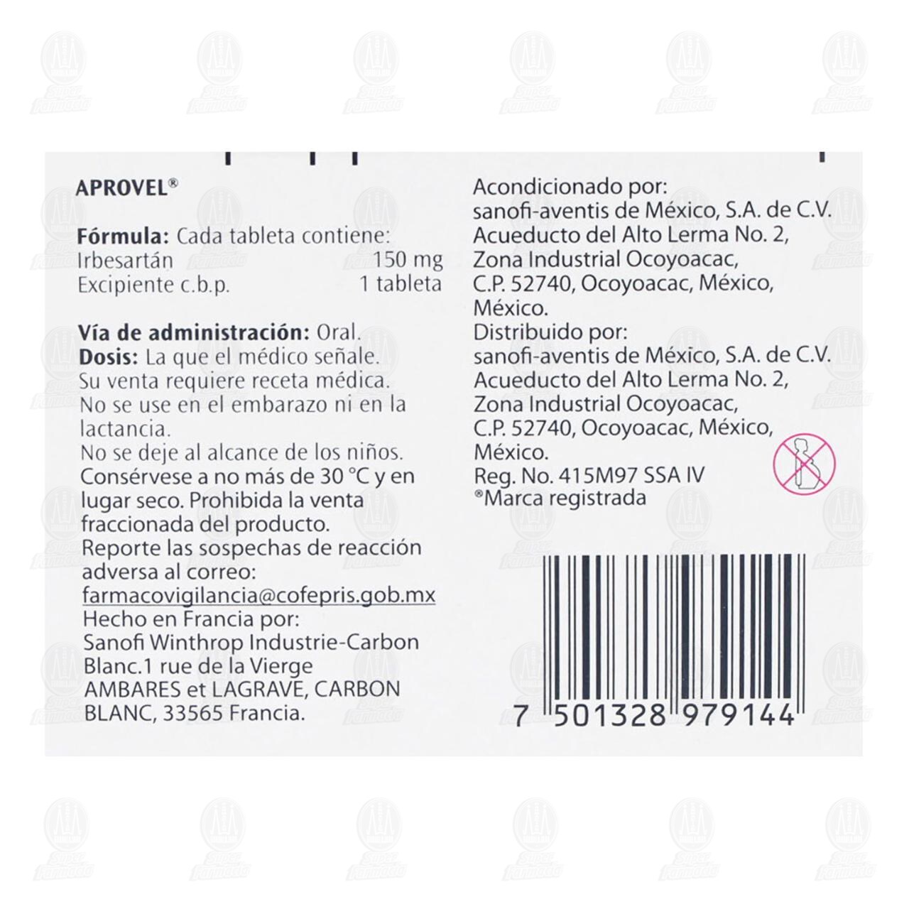 Aprovel 150 mg, 28 Tabletas. image number 2