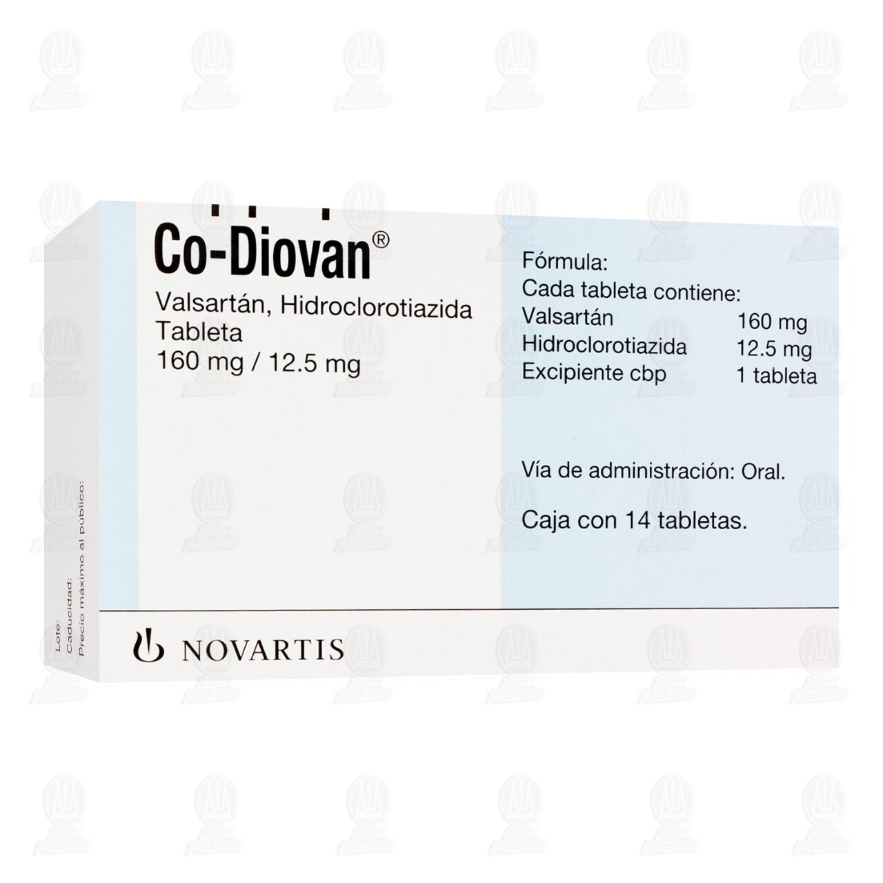 Co-Diovan 160mg/12.5mg, 14 Tabletas. image number 0