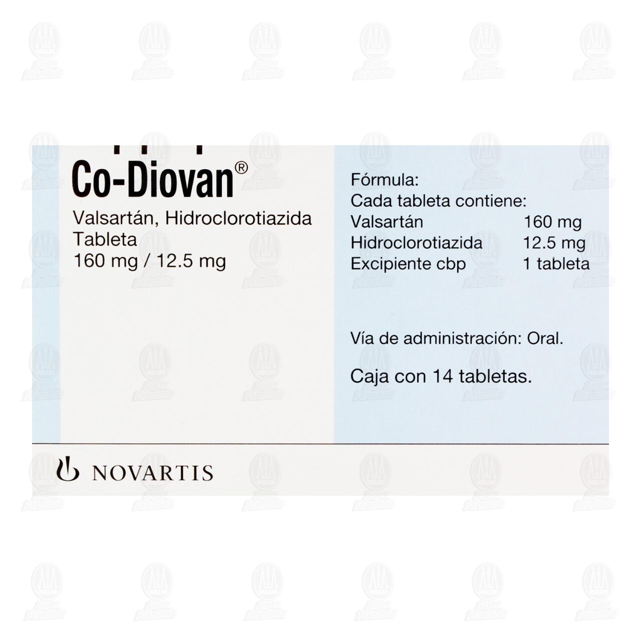 Co-Diovan 160mg/12.5mg, 14 Tabletas. image number 1