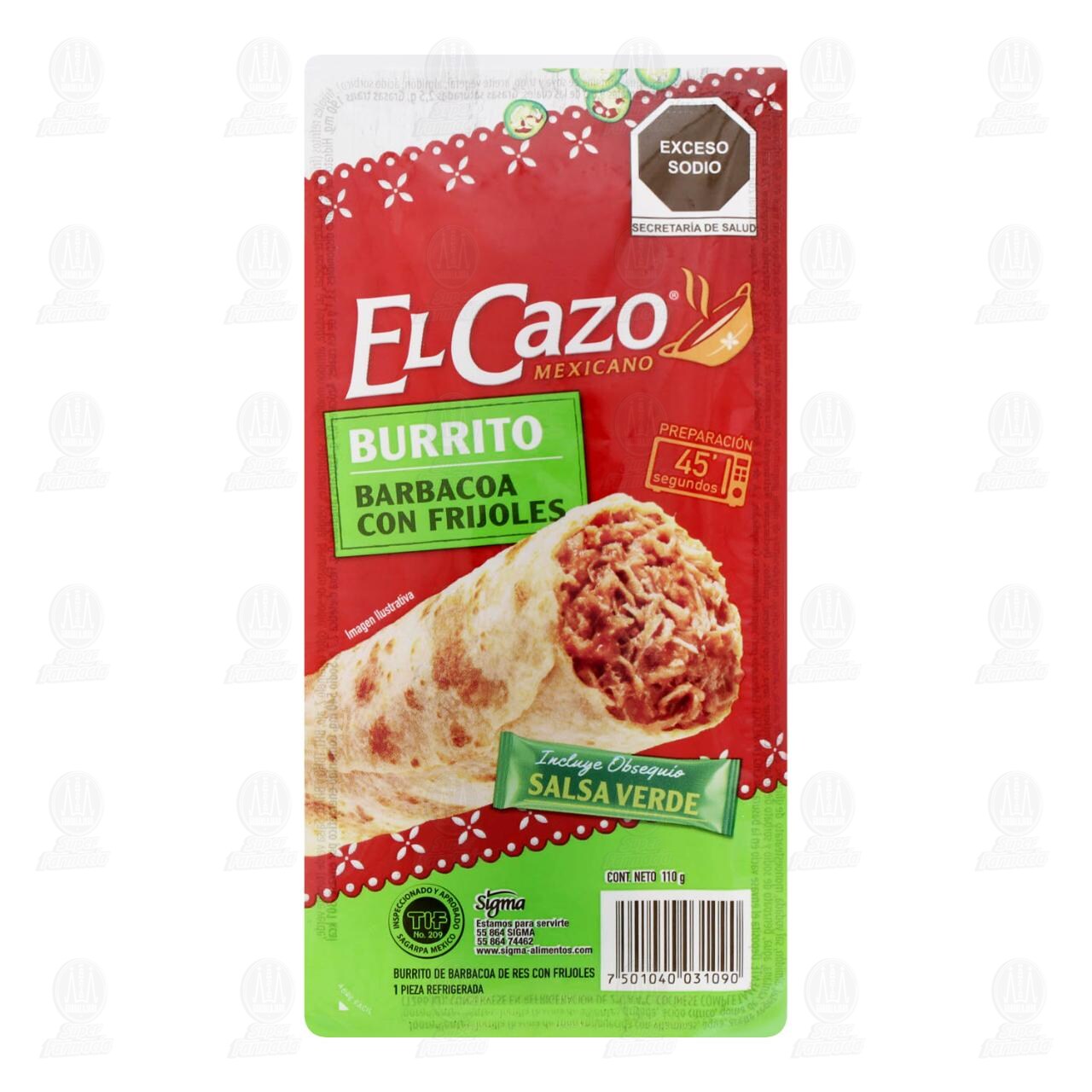 Burrito El Cazo Mexicano de Barbacoa con Frijoles, 110 gr. image number 0