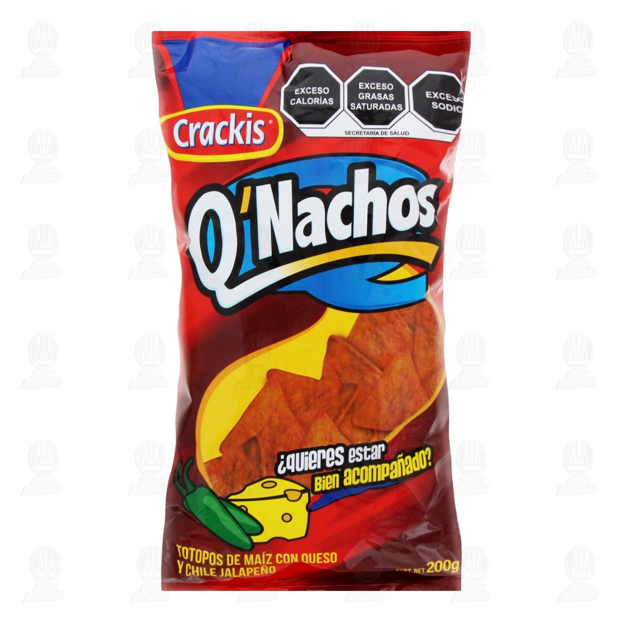 Totopos de Maíz Crackis Q'Nachos con Queso y Chile Jalapeño, 200 gr.