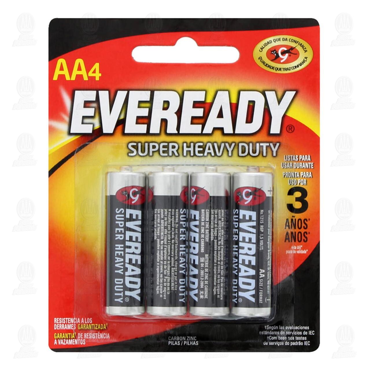Pilas Eveready de Carbón Zinc Super Heavy Duty AA, 4 pzas. image number 0