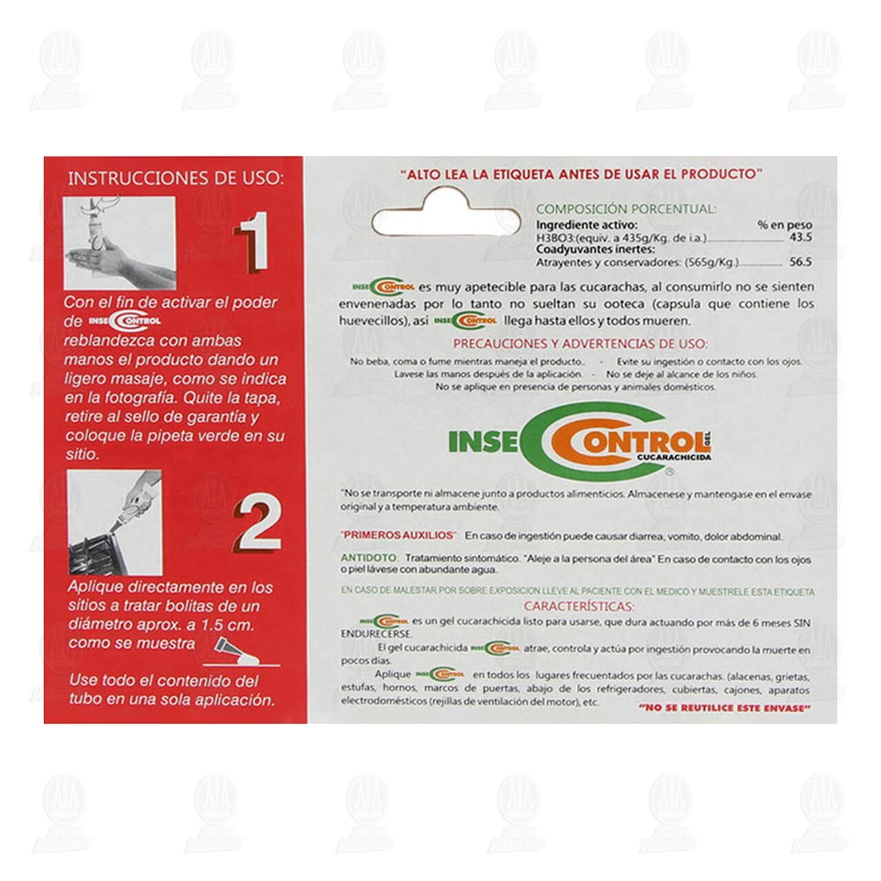 Insecticida Insecontrol Cucarachicida en Gel Uso Dom&eacute;stico, 165 gr. image number 2