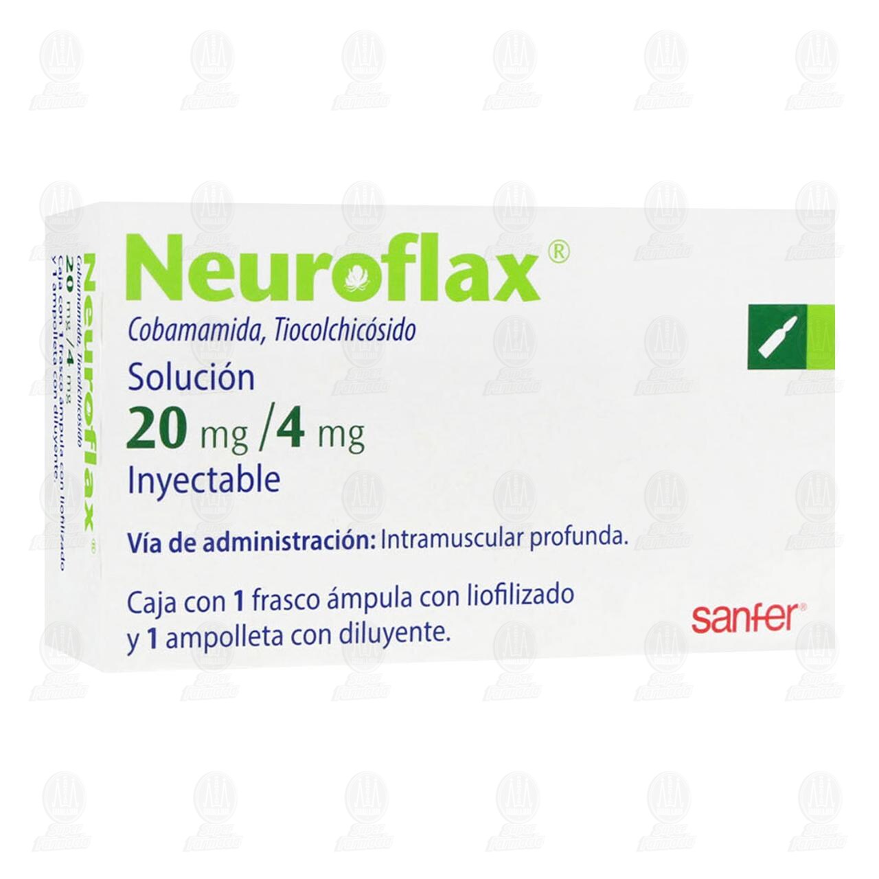 Neuroflax 20mg/4mg Soluci&oacute;n Inyectable, 1 &Aacute;mpula y Ampolleta. image number 0