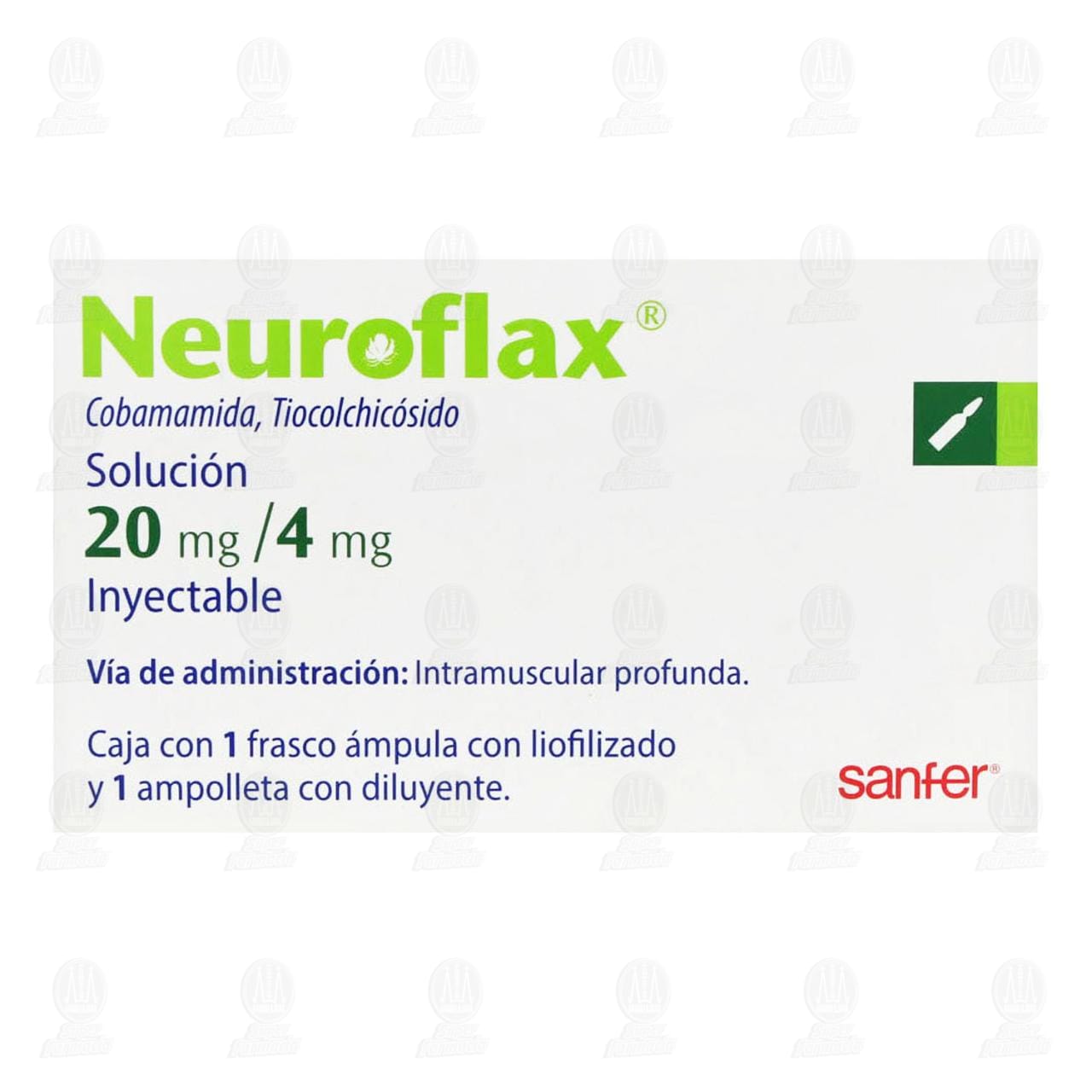 Neuroflax 20mg/4mg Soluci&oacute;n Inyectable, 1 &Aacute;mpula y Ampolleta. image number 1