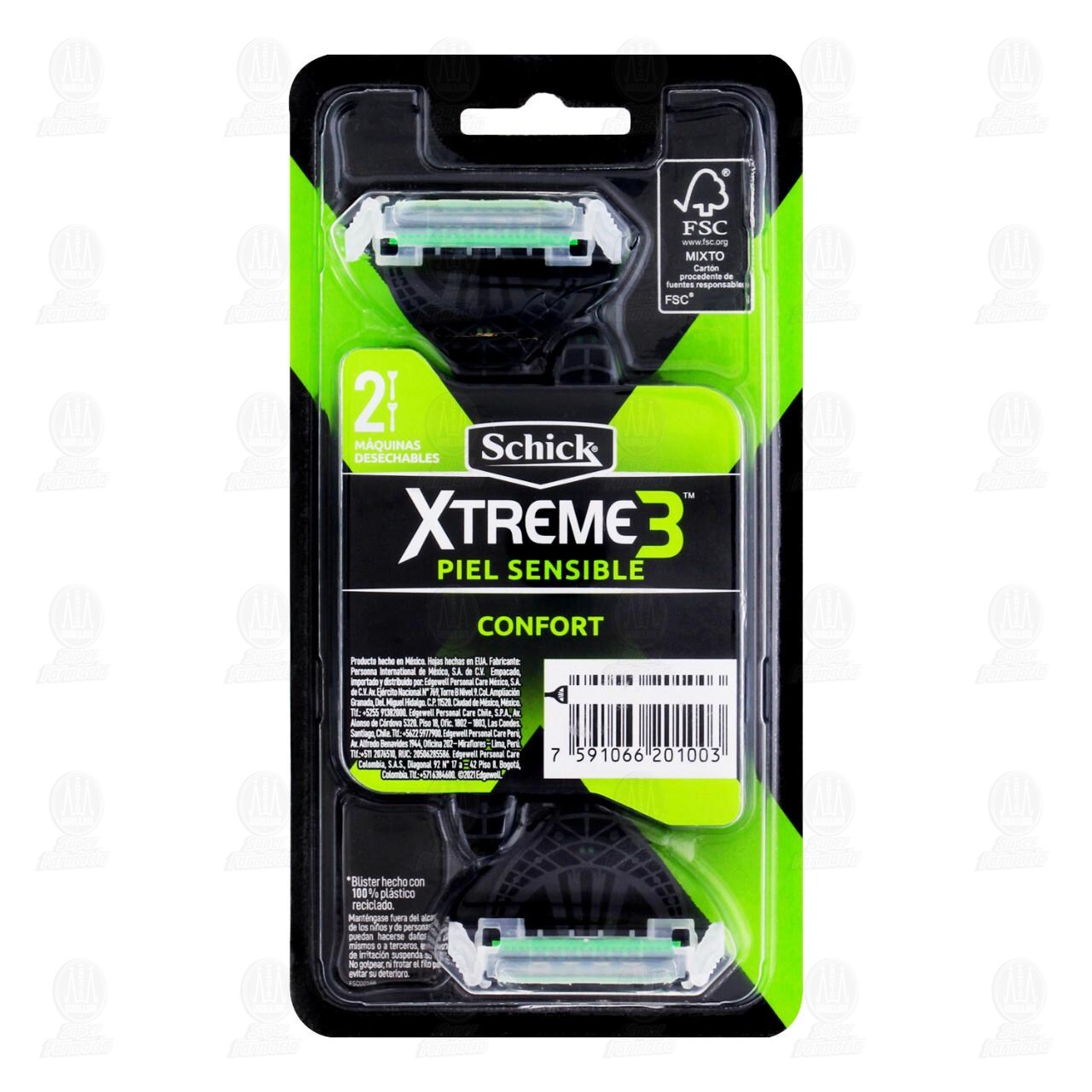 M&aacute;quinas para Afeitar Schick Xtreme3 Desechable Piel Sensible, 2 pzas. image number 1