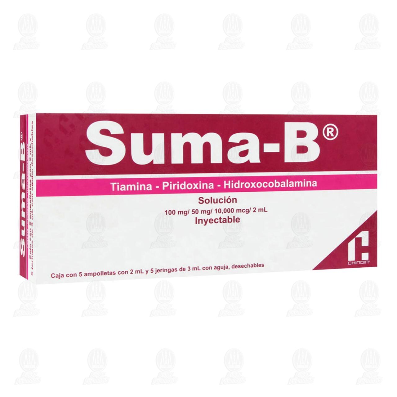 Suma -B 100mg/50mg/10,000mcg/2ml Soluci&oacute;n Inyectable, 5 ampolletas con 2ml c/u.