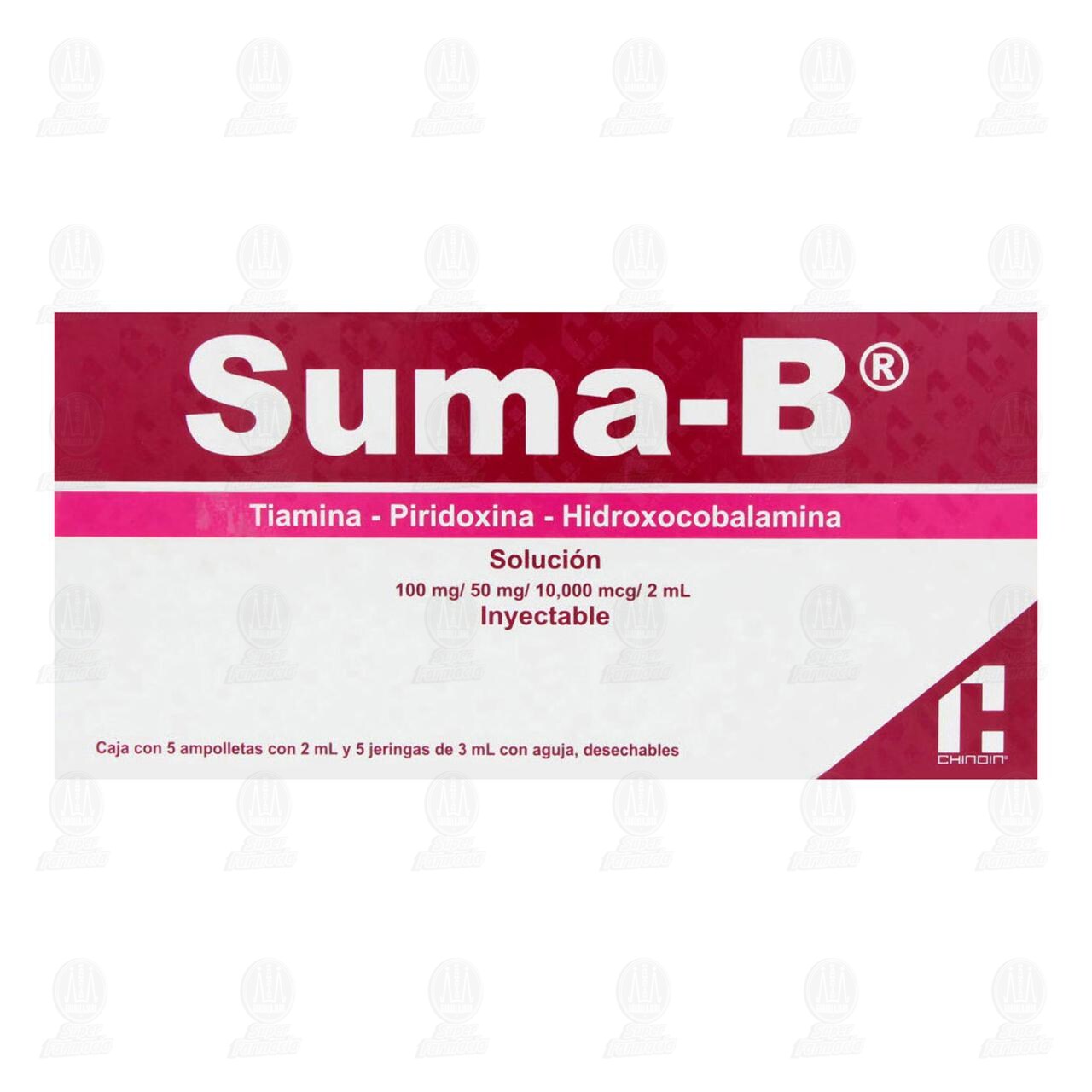 Suma -B 100mg/50mg/10,000mcg/2ml Soluci&oacute;n Inyectable, 5 ampolletas con 2ml c/u. image number 1
