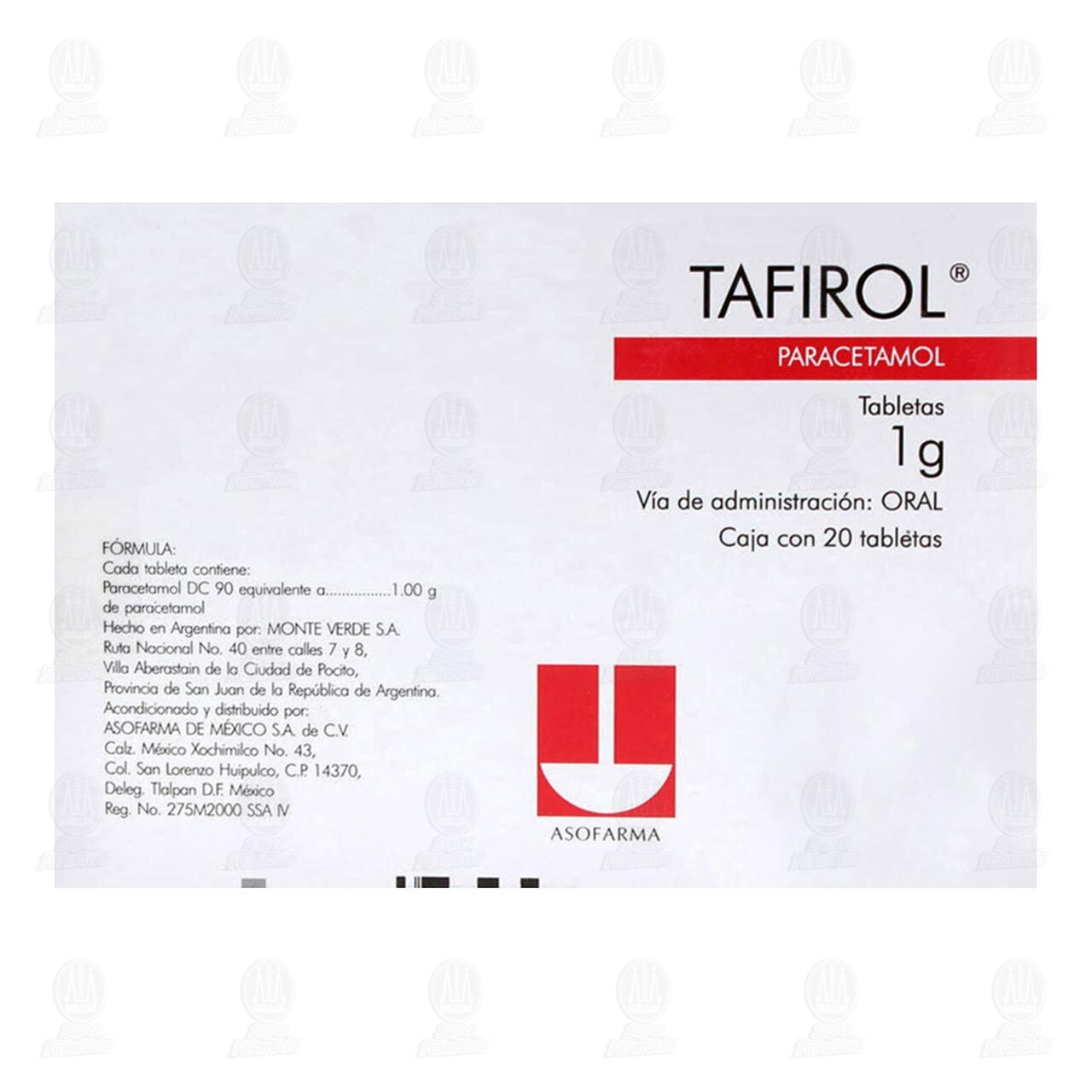 Tafirol 1 gr, 20 Tabletas. image number 2