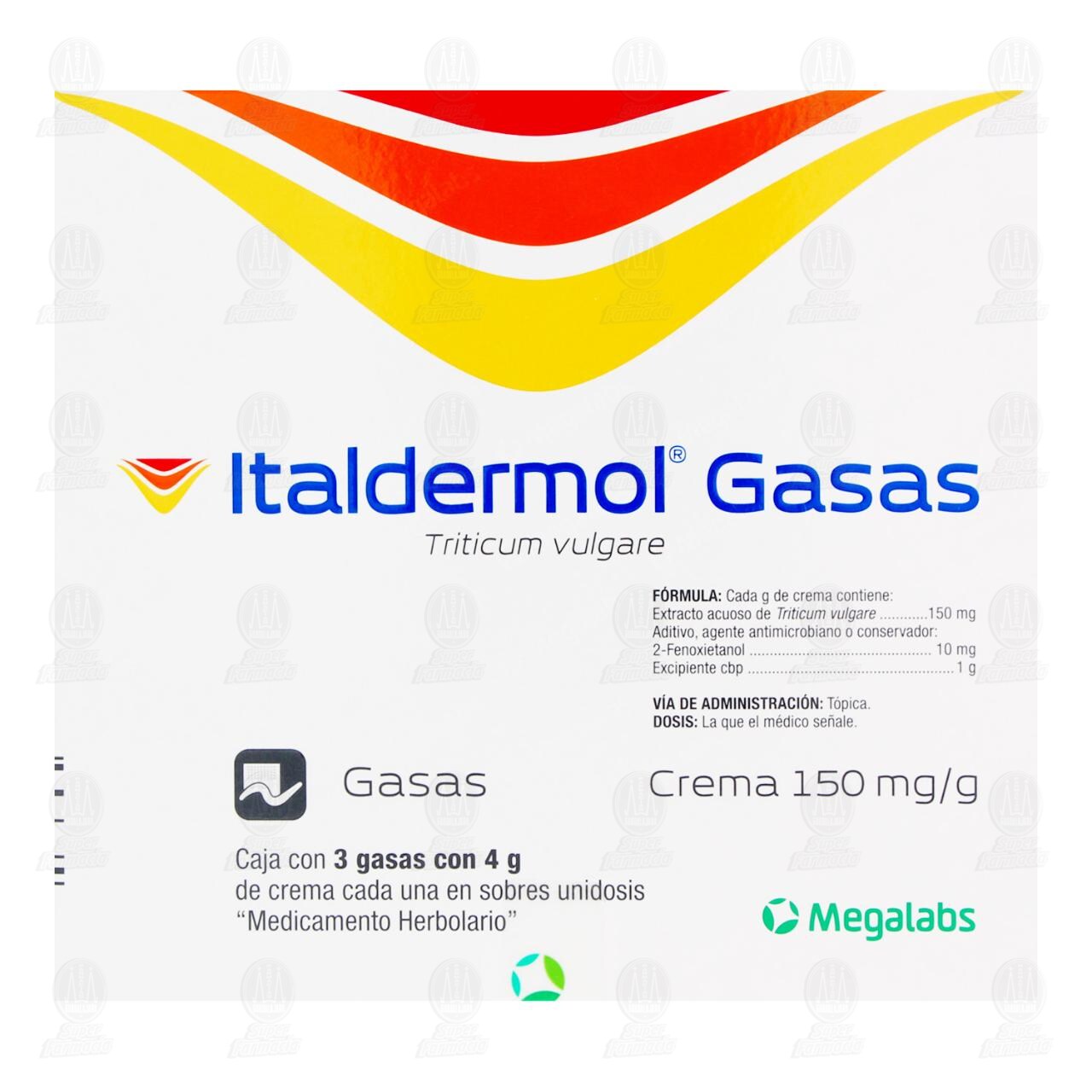 Italdermol Gasas 150mg/gr Crema, 3 Gasas con 4 gr de crema. image number 2