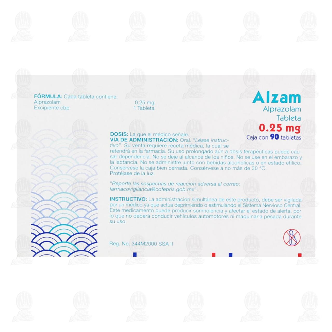 Alzam 0.25 mg, 90 Tabletas. image number 2