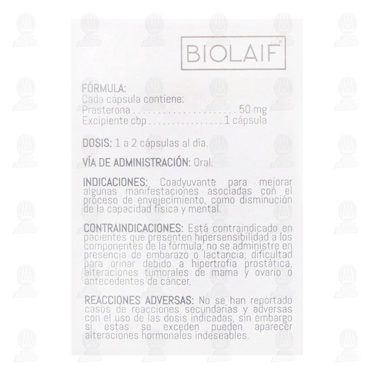 Biolaif 50 mg, 30 Cápsulas. image number 2