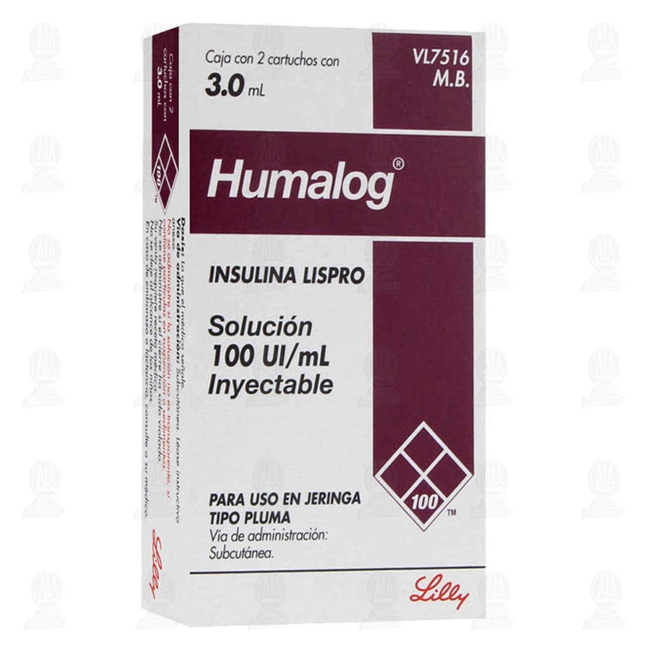Imagen para Humalog 100UI/ml 3ml 2 Cartuchos Solución Inyectable