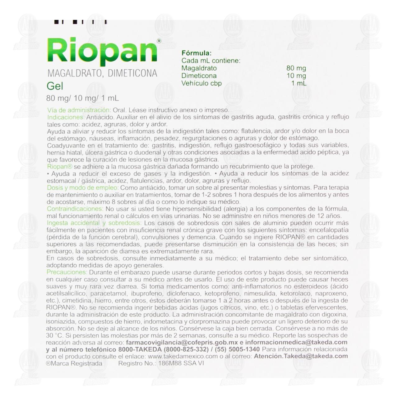 Riopan 80mg/10mg/1ml Gel, 20 Sobres. image number 2