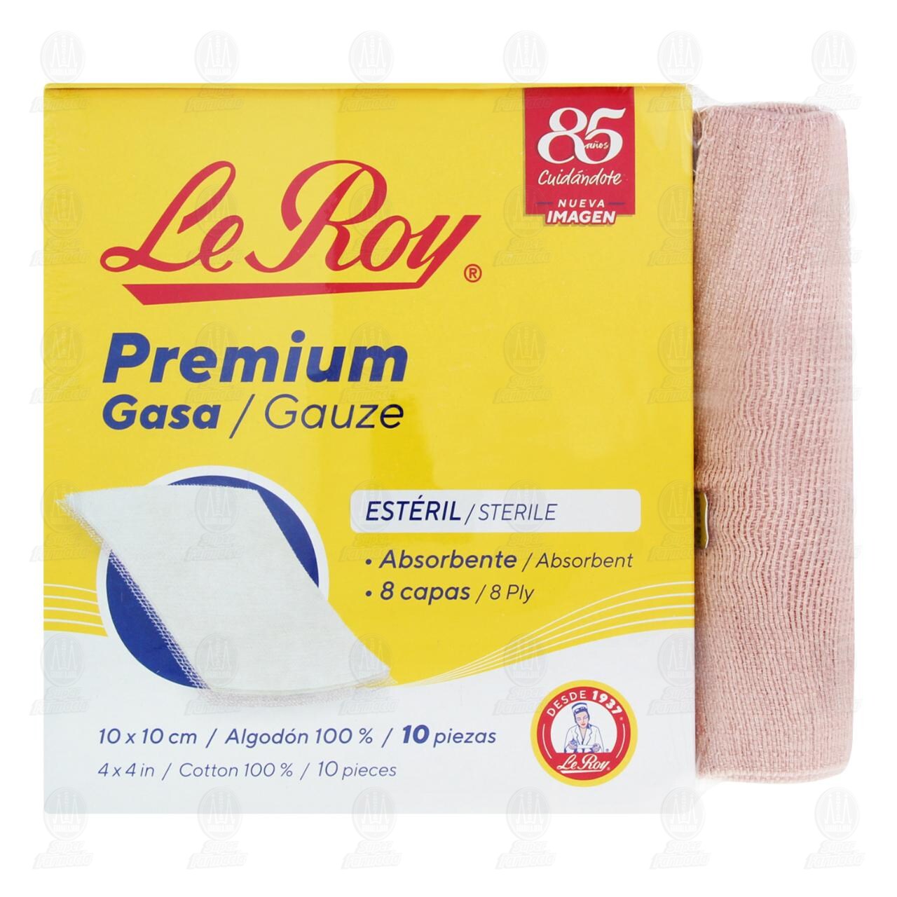 Gasa Le Roy Premium 10cm x 10cm + Venda, 10 pzas. image number 1