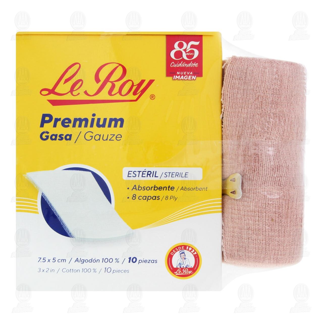 Gasa Le Roy Premium 7.5cm x 5cm + Venda, 10 pzas. image number 1