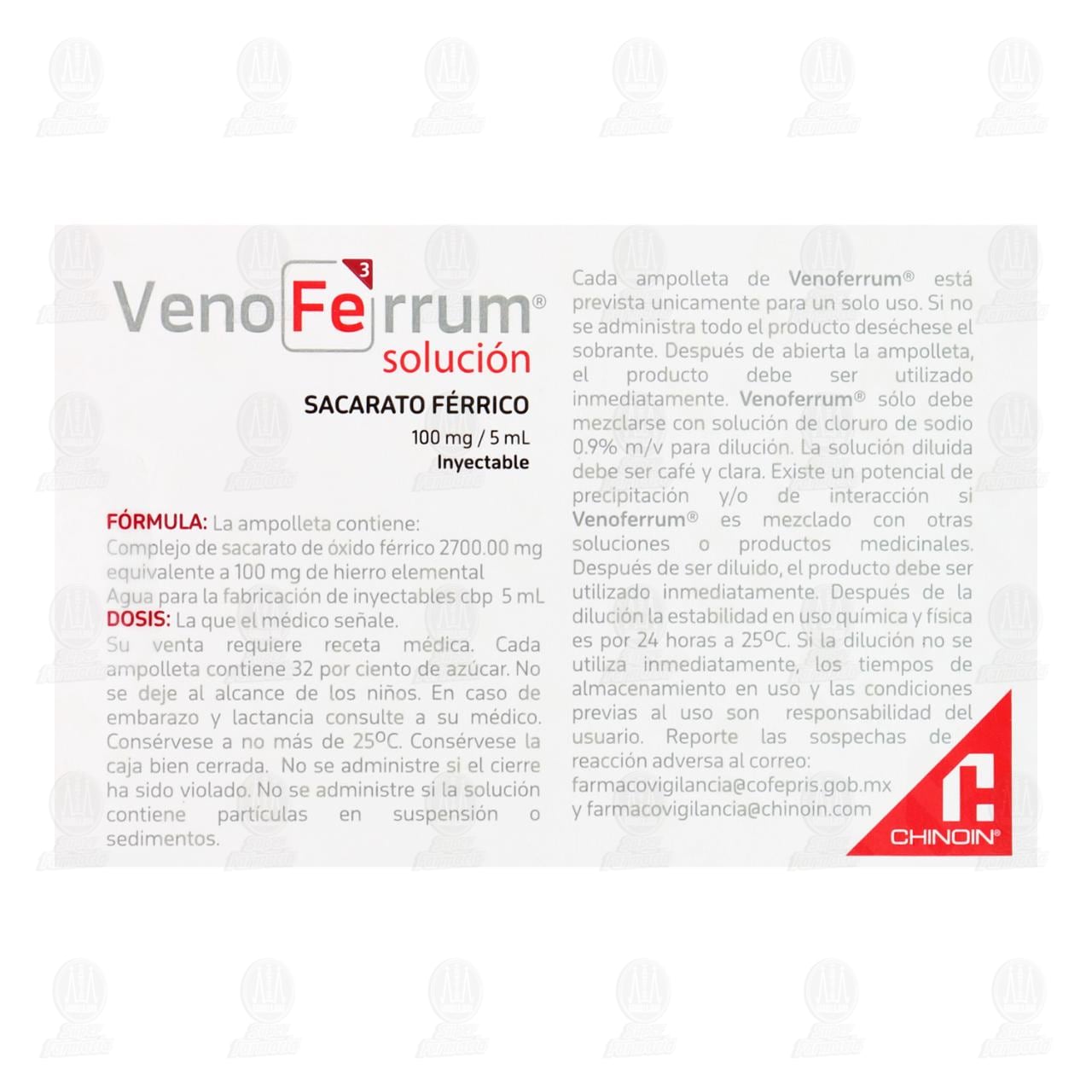 Venoferrum 100mg/5ml Solución Inyectable Ampolleta, 5 ml. image number 2