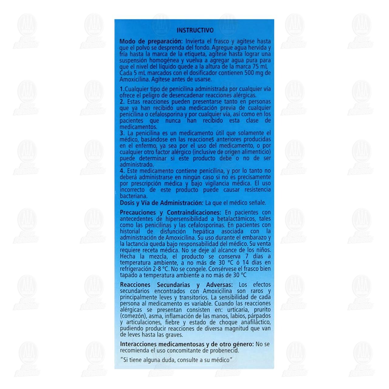 Penamox Suspensi&oacute;n Pedi&aacute;trica, 500mg/5ml 75ml. image number 3