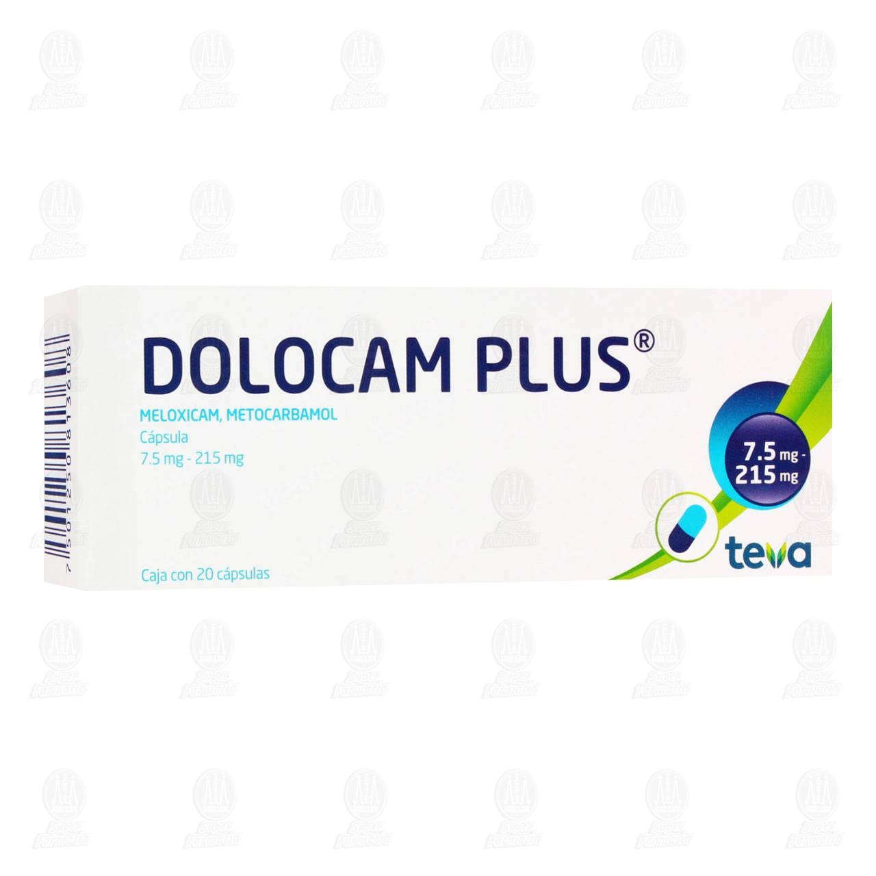 Dolocam Plus 7.5mg/215mg, 20 C&aacute;psulas. image number 0