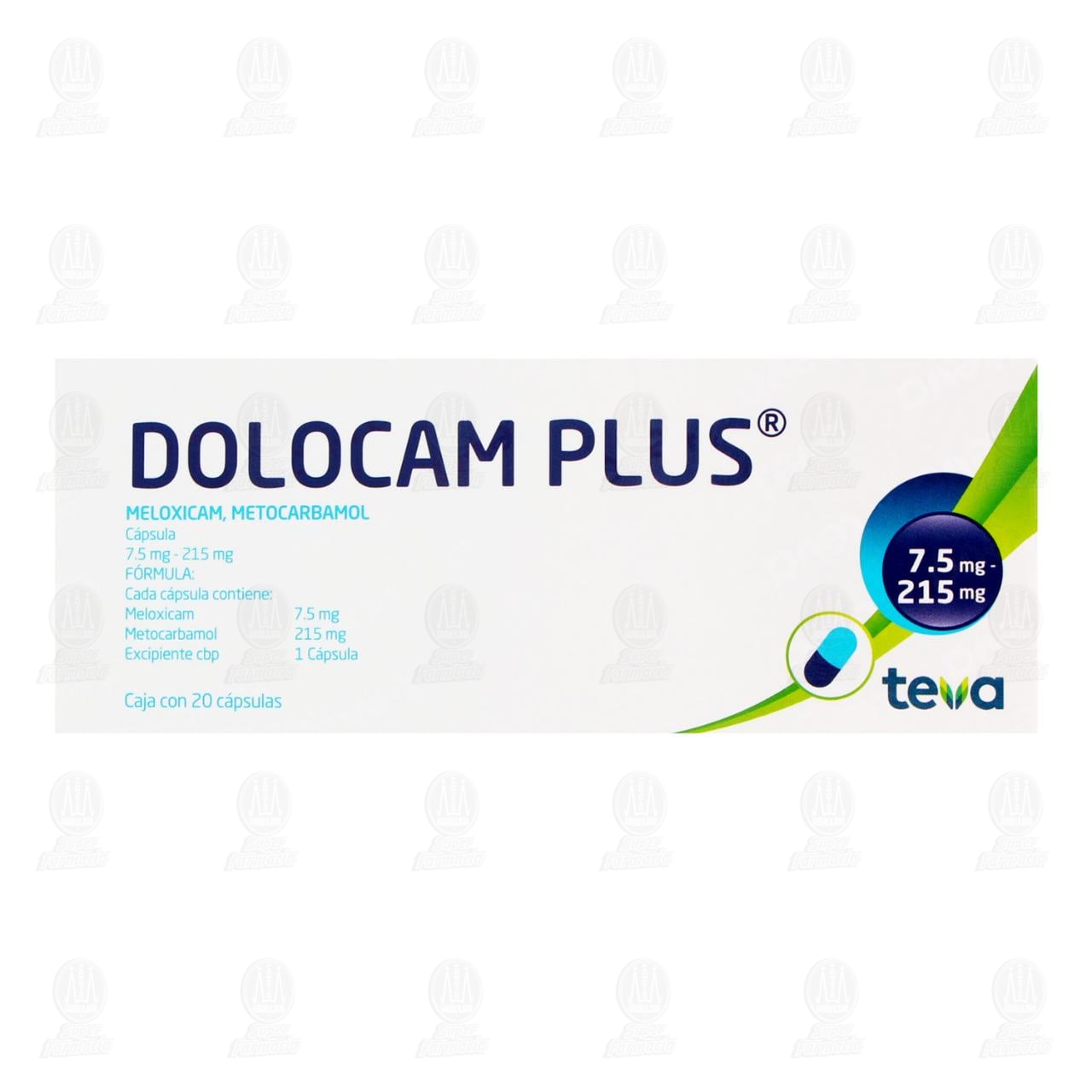 Dolocam Plus 7.5mg/215mg, 20 C&aacute;psulas. image number 2