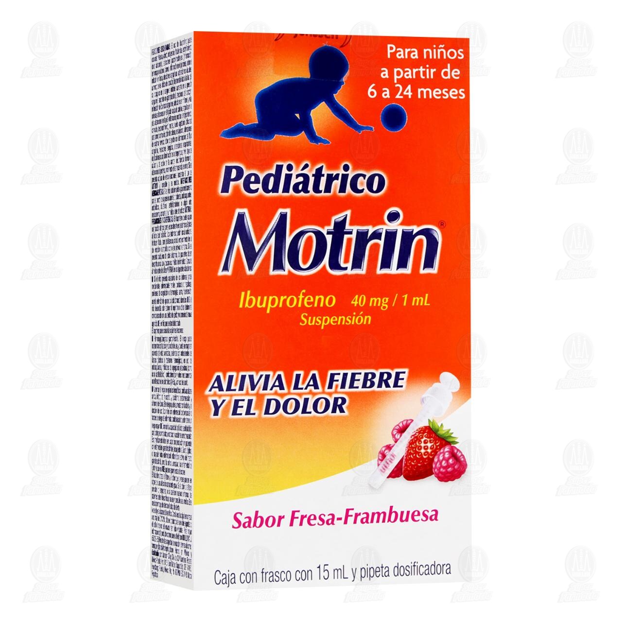 Motrin Suspensi&oacute;n Pedi&aacute;trico 40mg/1ml Sabor Fresa Frambuesa, 15 ml. image number 0