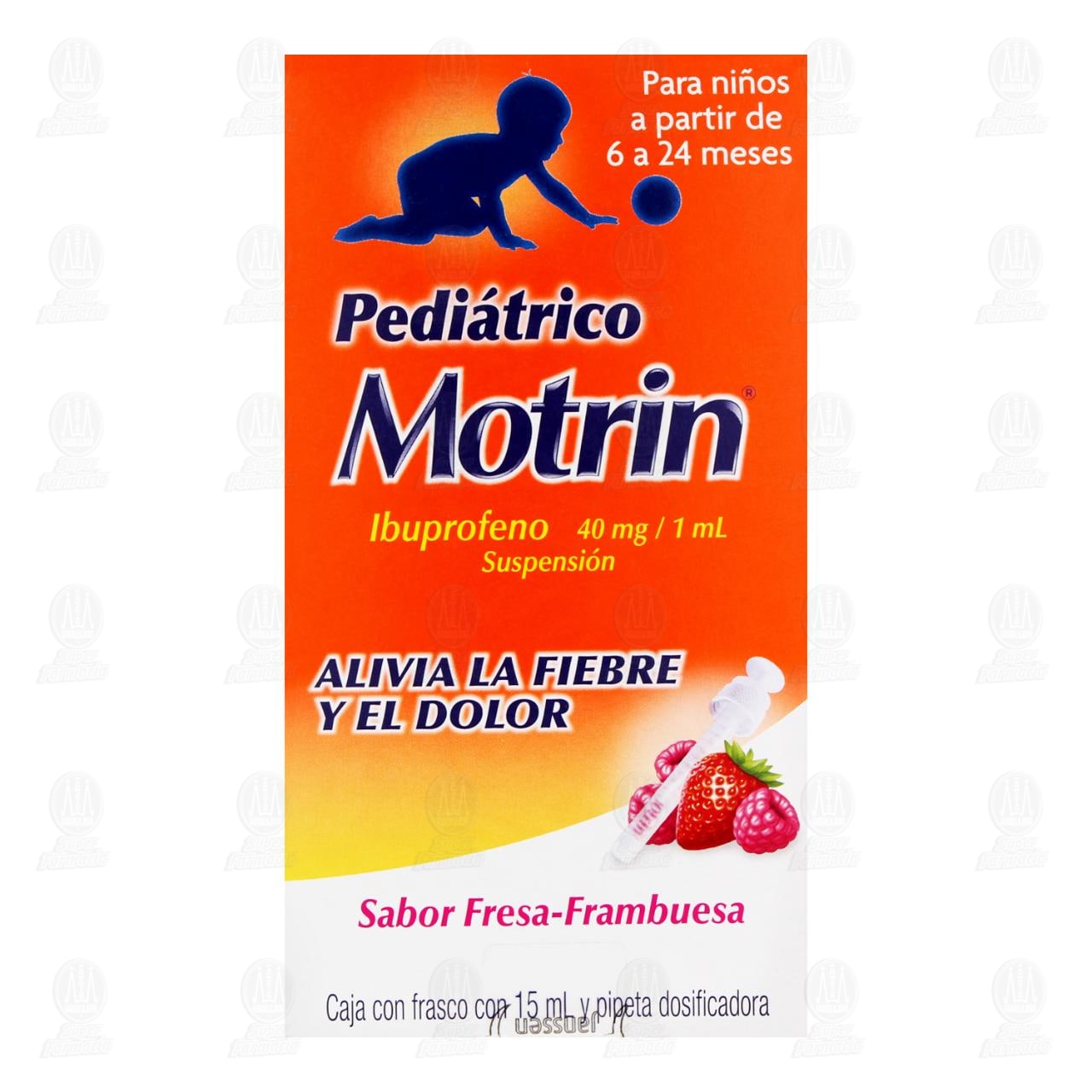Motrin Suspensi&oacute;n Pedi&aacute;trico 40mg/1ml Sabor Fresa Frambuesa, 15 ml. image number 2