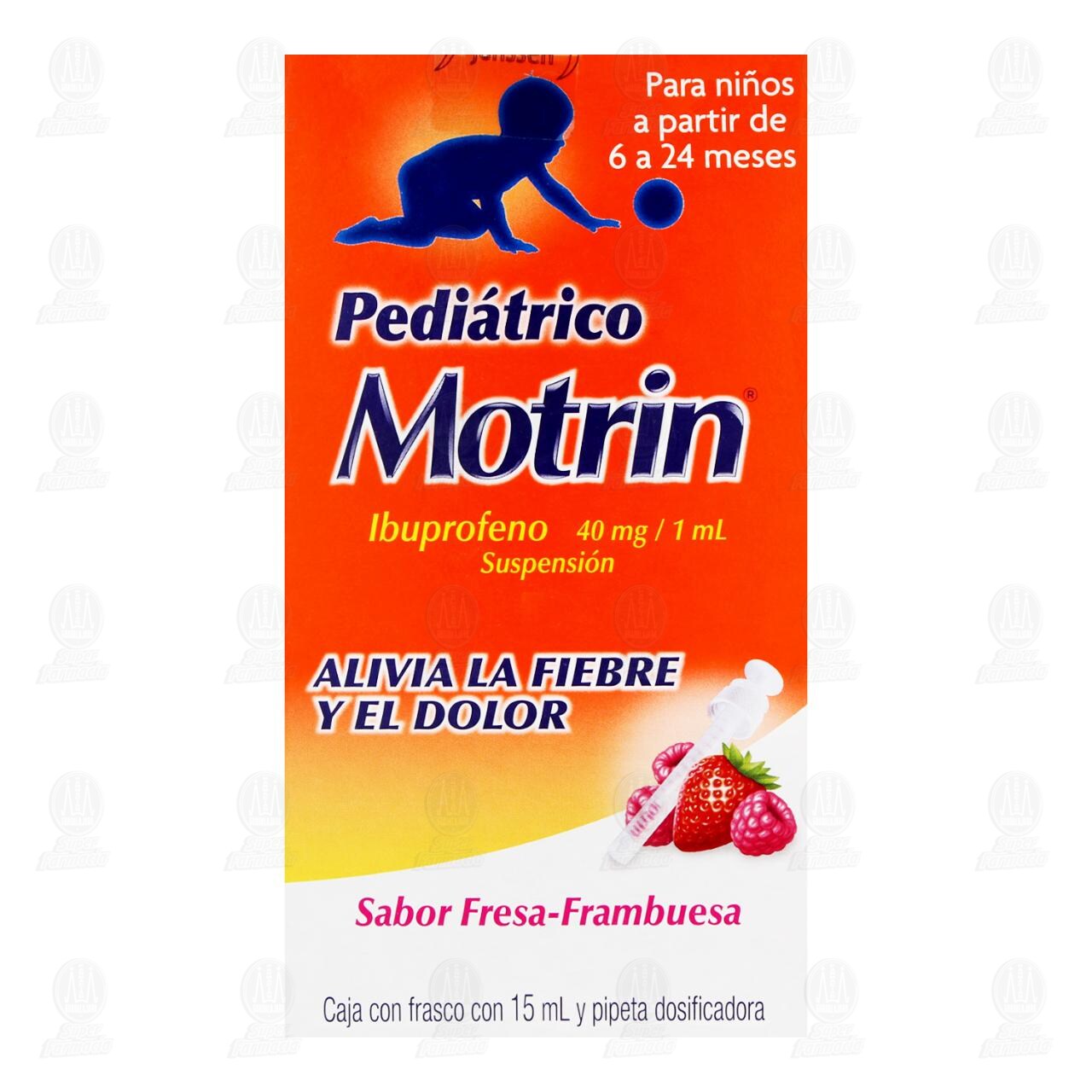 Motrin Suspensi&oacute;n Pedi&aacute;trico 40mg/1ml Sabor Fresa Frambuesa, 15 ml. image number 1