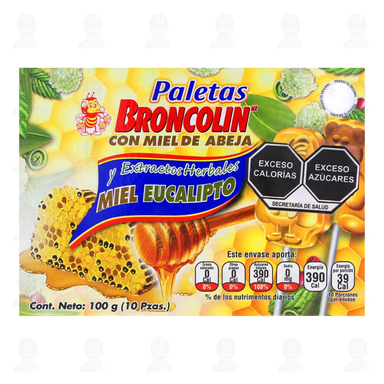 Broncolin Paletas Miel y Eucalipto, 10 pzas. image number 1