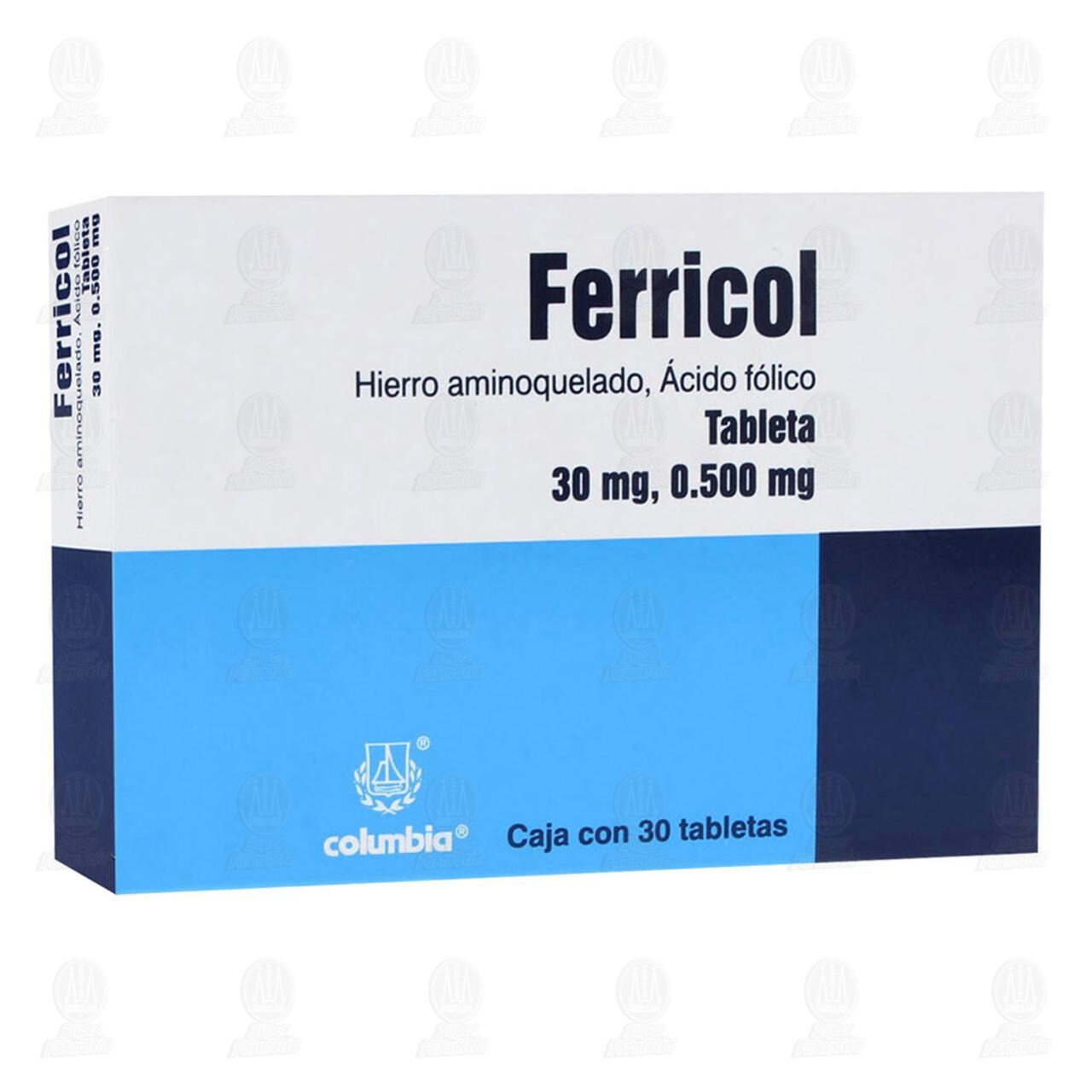 Ferricol 30mg/0.500mg, 30 Tabletas.