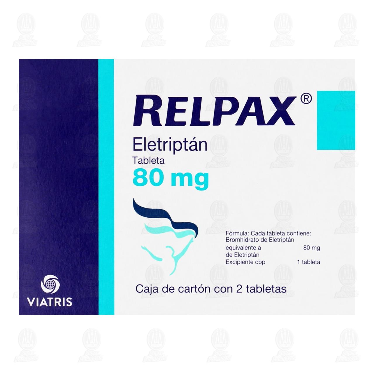 Relpax 80 mg, 2 Tabletas. image number 2