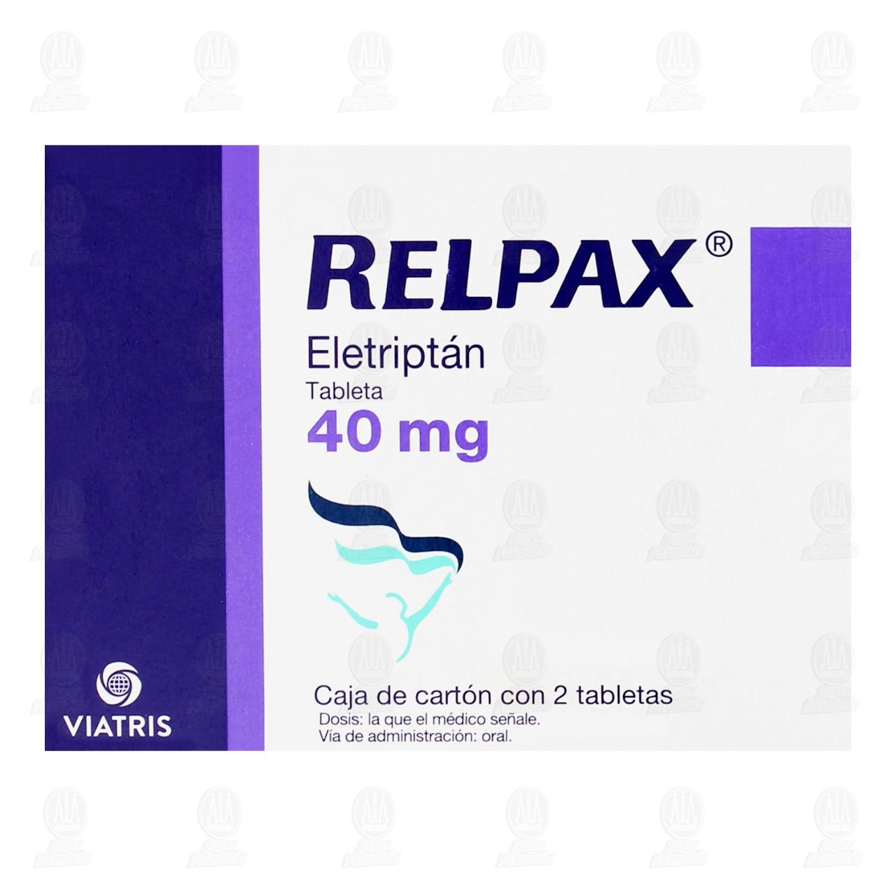Relpax 40 mg, 2 Tabletas. image number 1