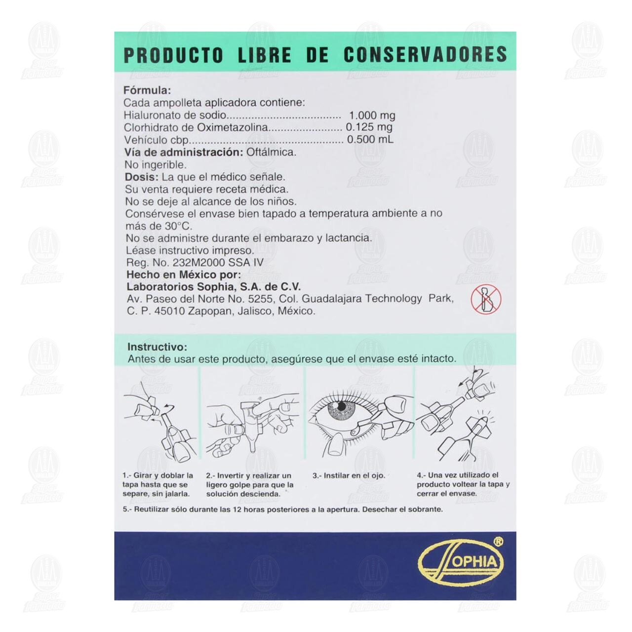 Hyalox Ofteno 1mg/0.125mg/0.5ml 20 Ampolletas, 0.5 ml c/u. image number 2