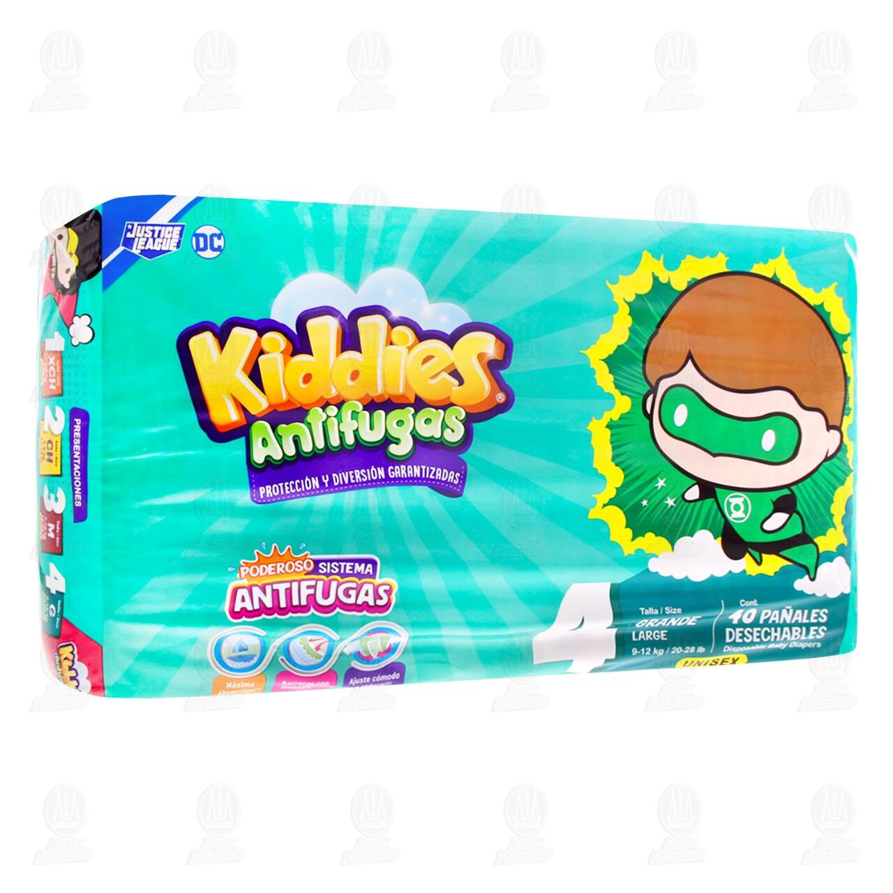 Pañal Kiddies Antifugas Unisex Talla 4 Grande, 40 Pañales.