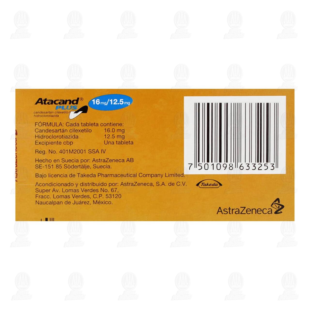 Atacand Plus 16mg/12.5mg, 14 Tabletas. image number 2