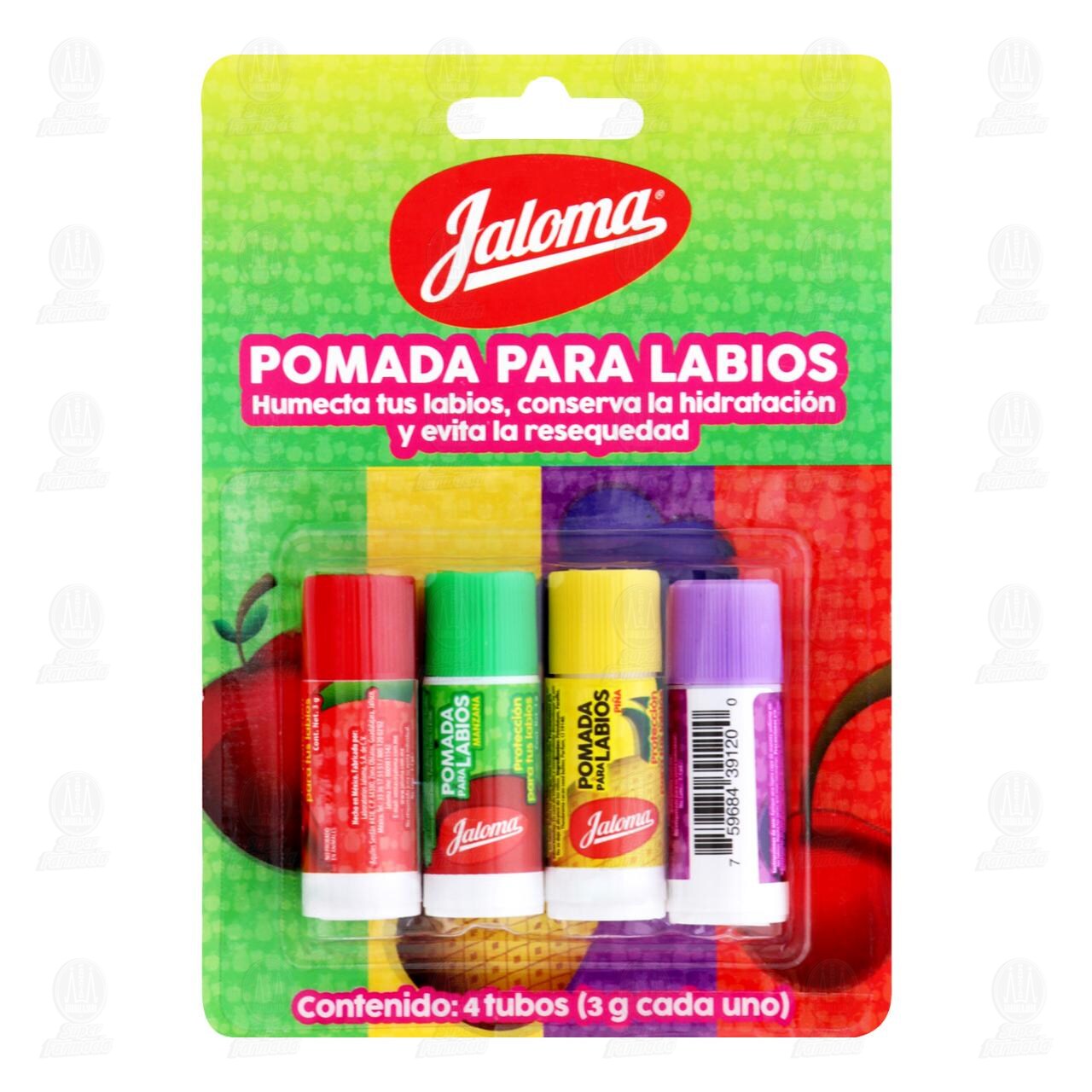Pomada para Labios Jaloma Cuatro Diferentes Sabores, 4 pzas. image number 0