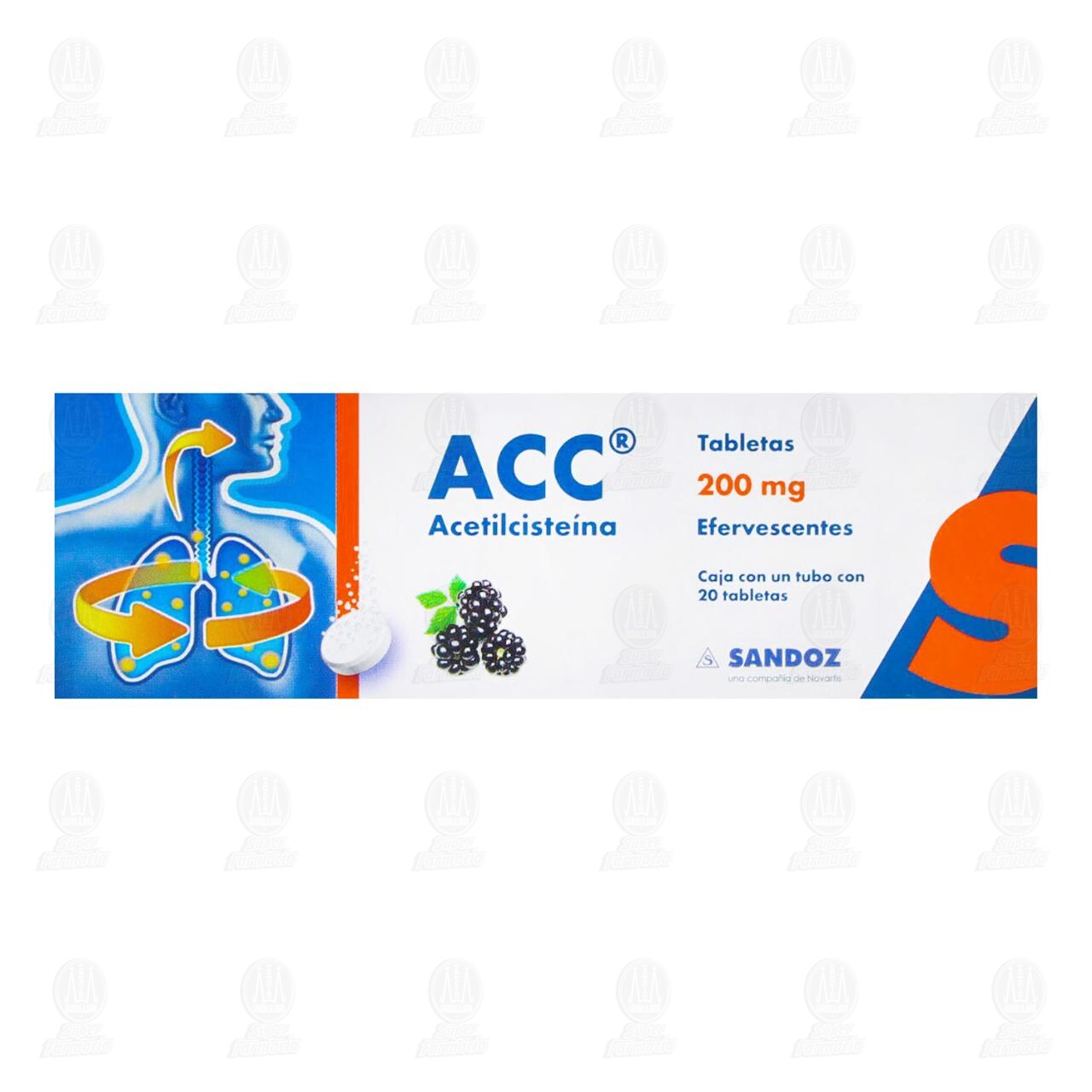 ACC 200 mg, 20 Tabletas Efervescentes. image number 1