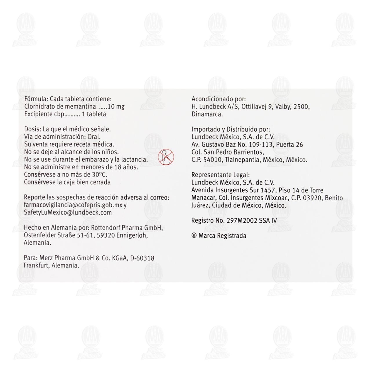 Ebixa 10 mg, 28 Tabletas. image number 2