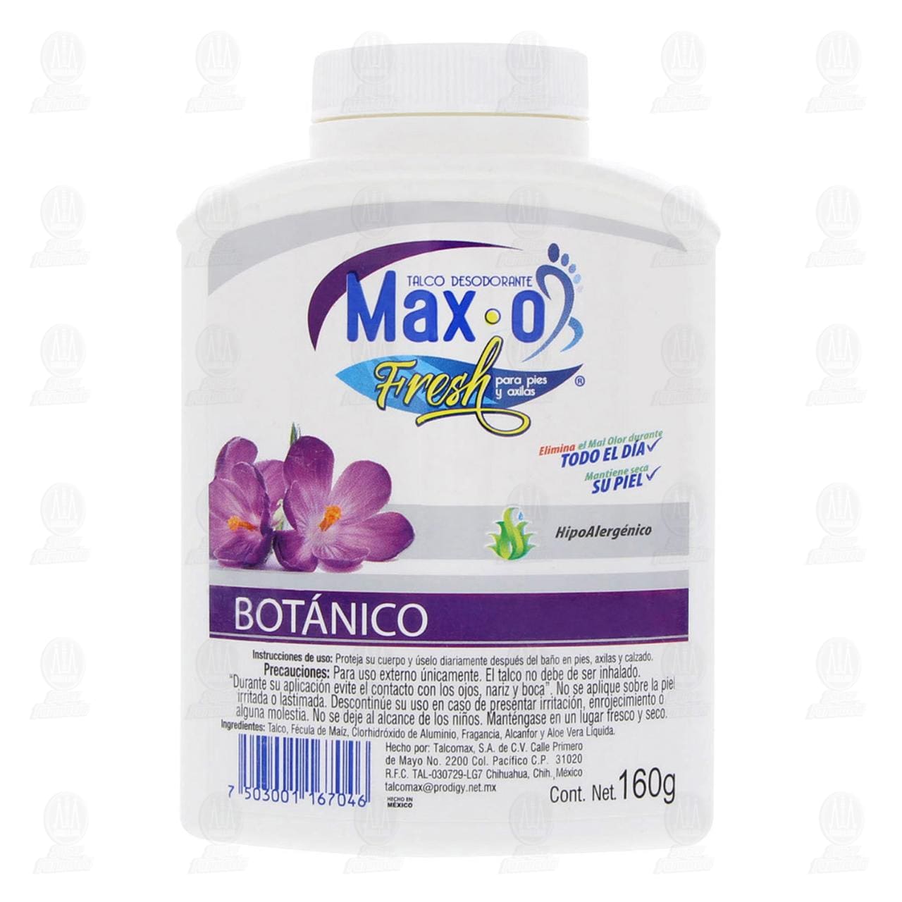 Talco Desodorante Max-O Fresh para Pies y Axilas Aroma Botánico, 160 gr. image number 1