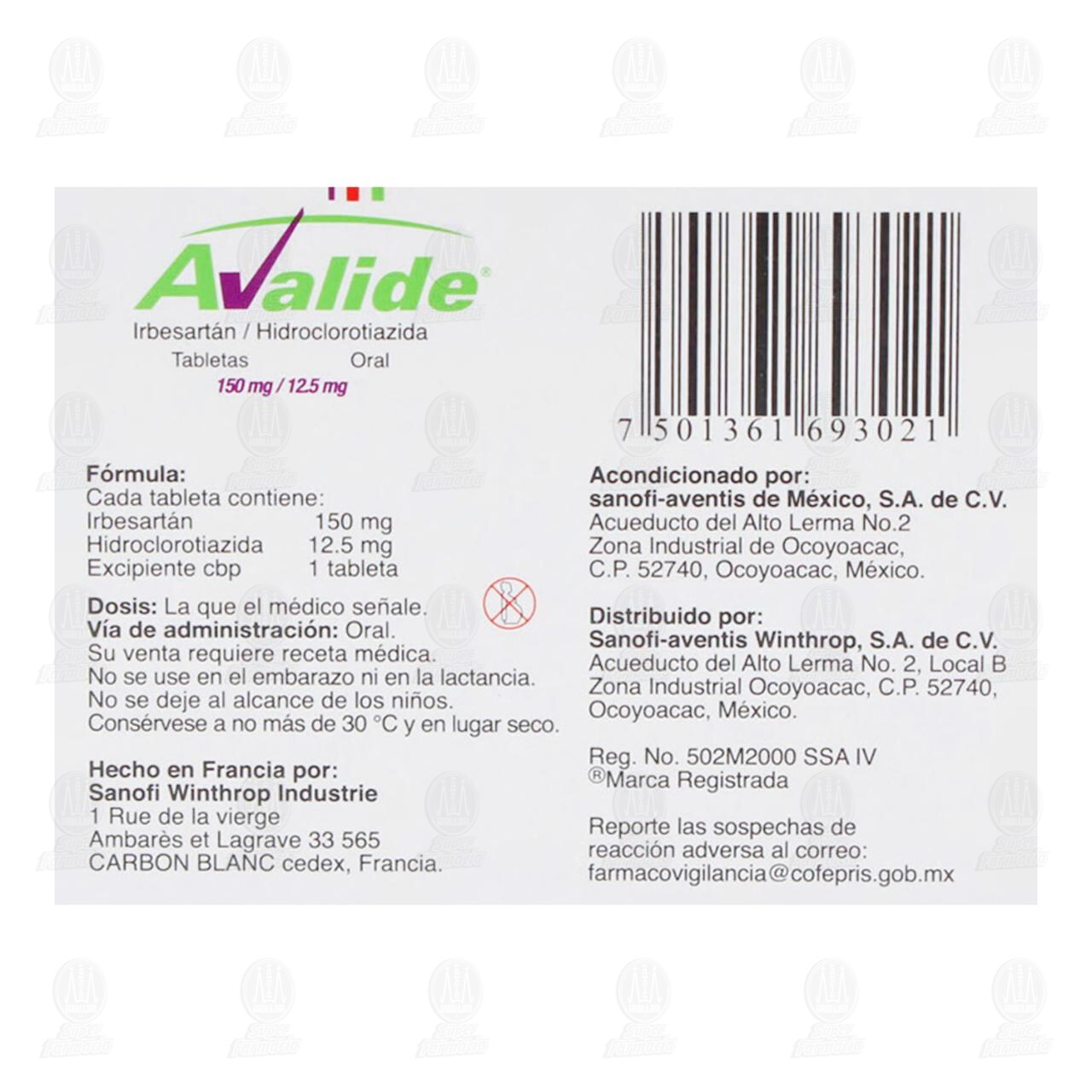 Avalide 150mg/12.5mg, 28 Tabletas. image number 2